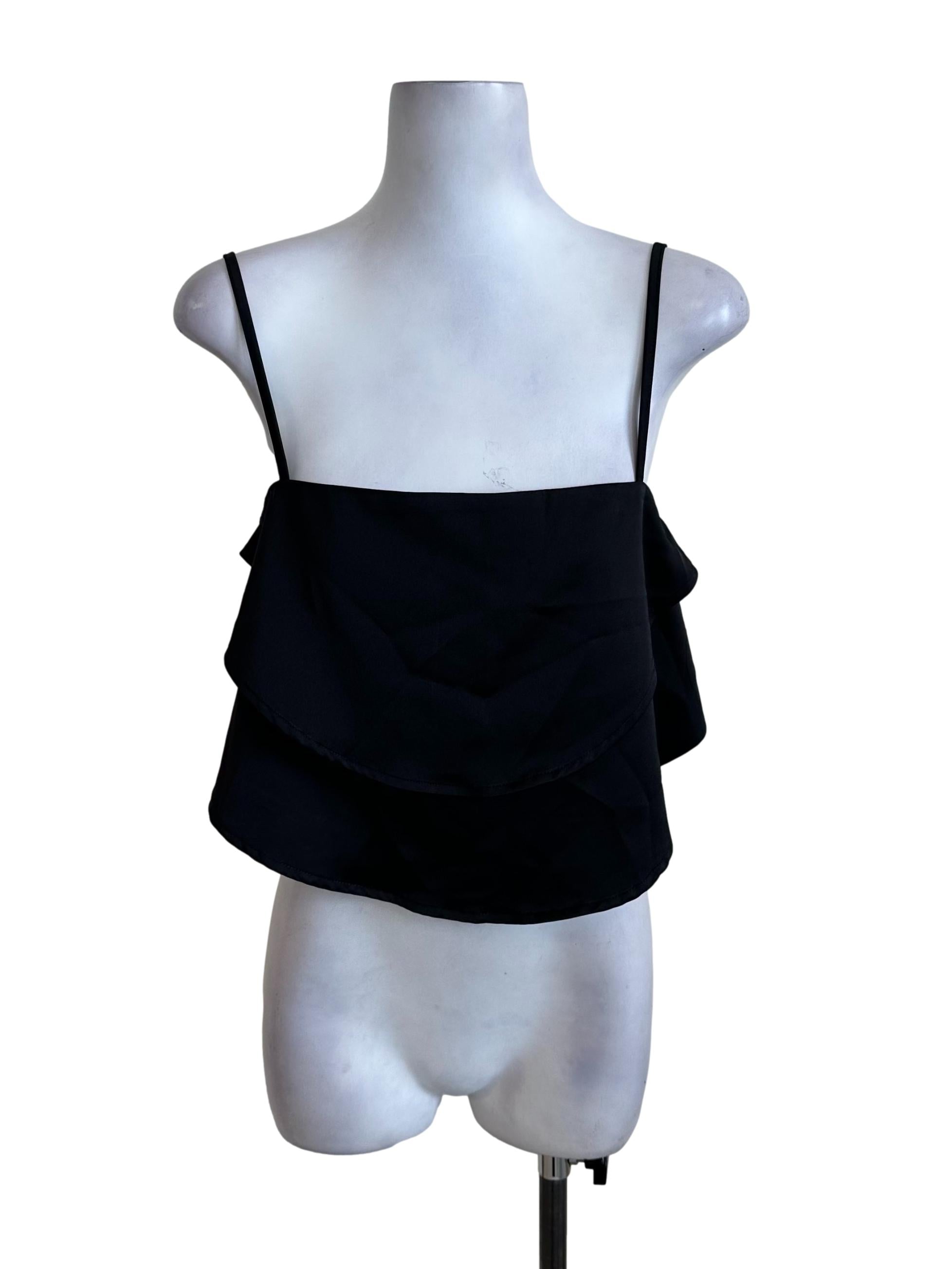 Black Square Neck Spaghetti Strap Top