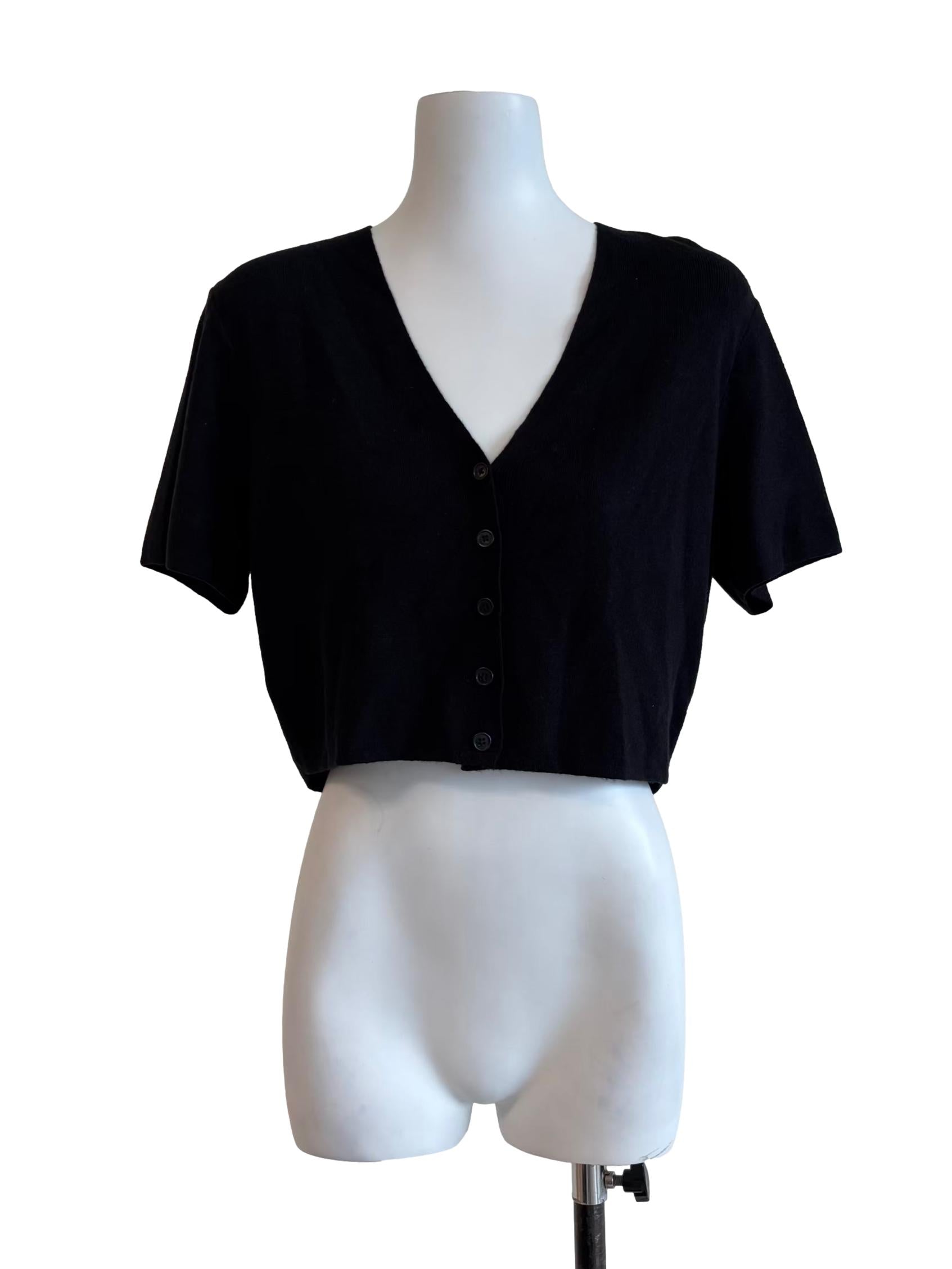 Ink Black Cropped Knit Top