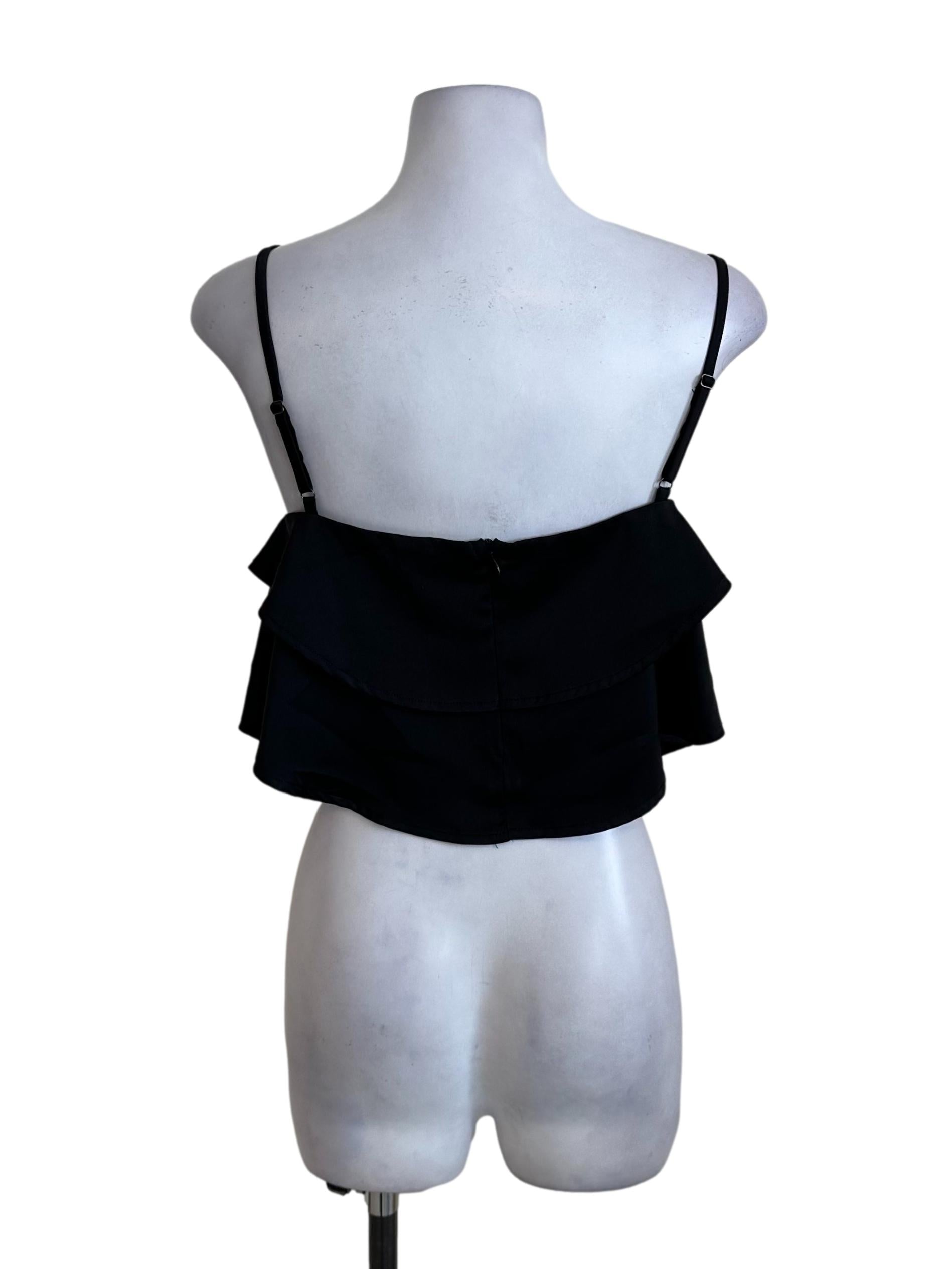 Black Square Neck Spaghetti Strap Top