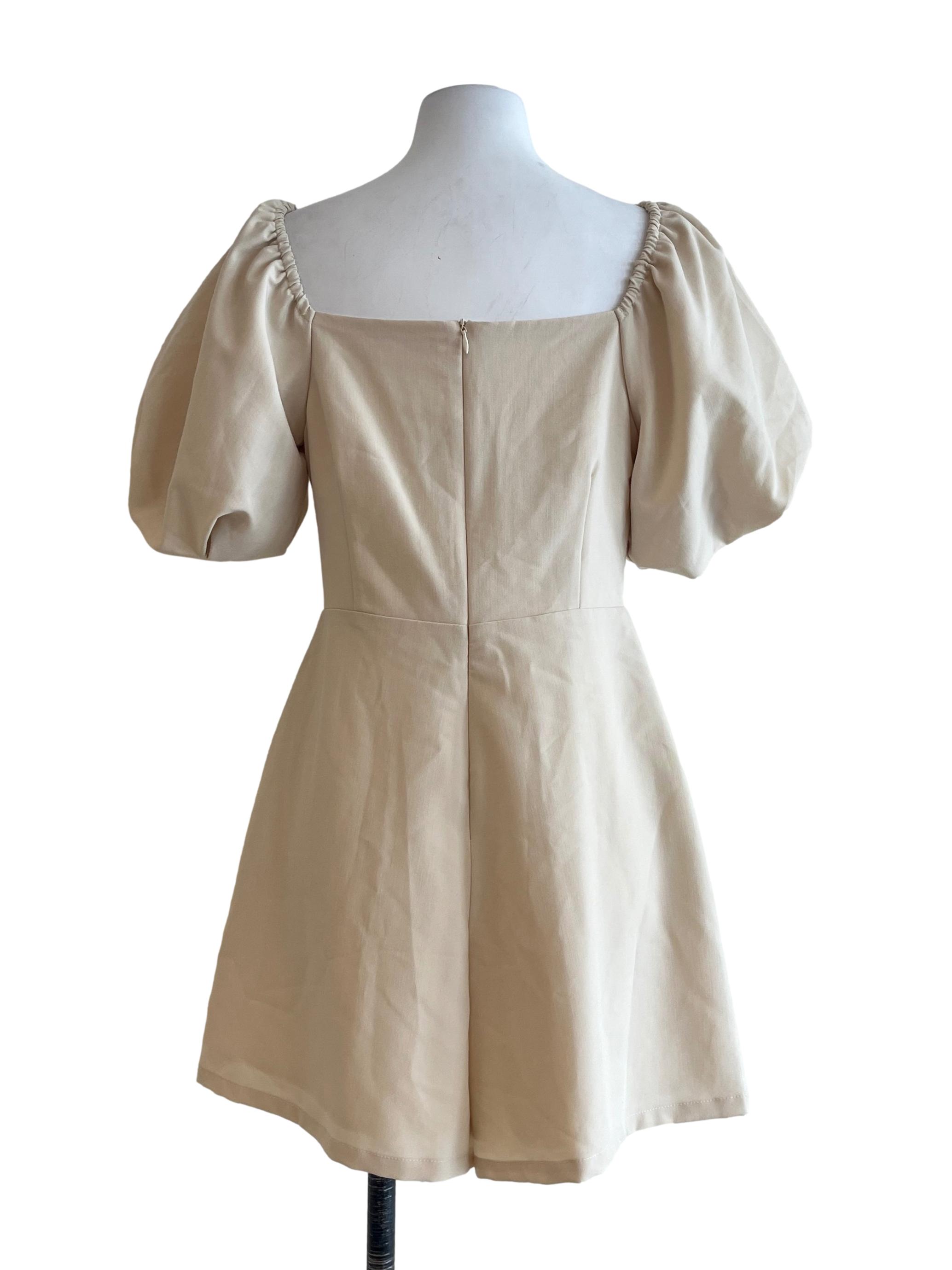 Linen White Sweetheart Puff Sleeve Romper