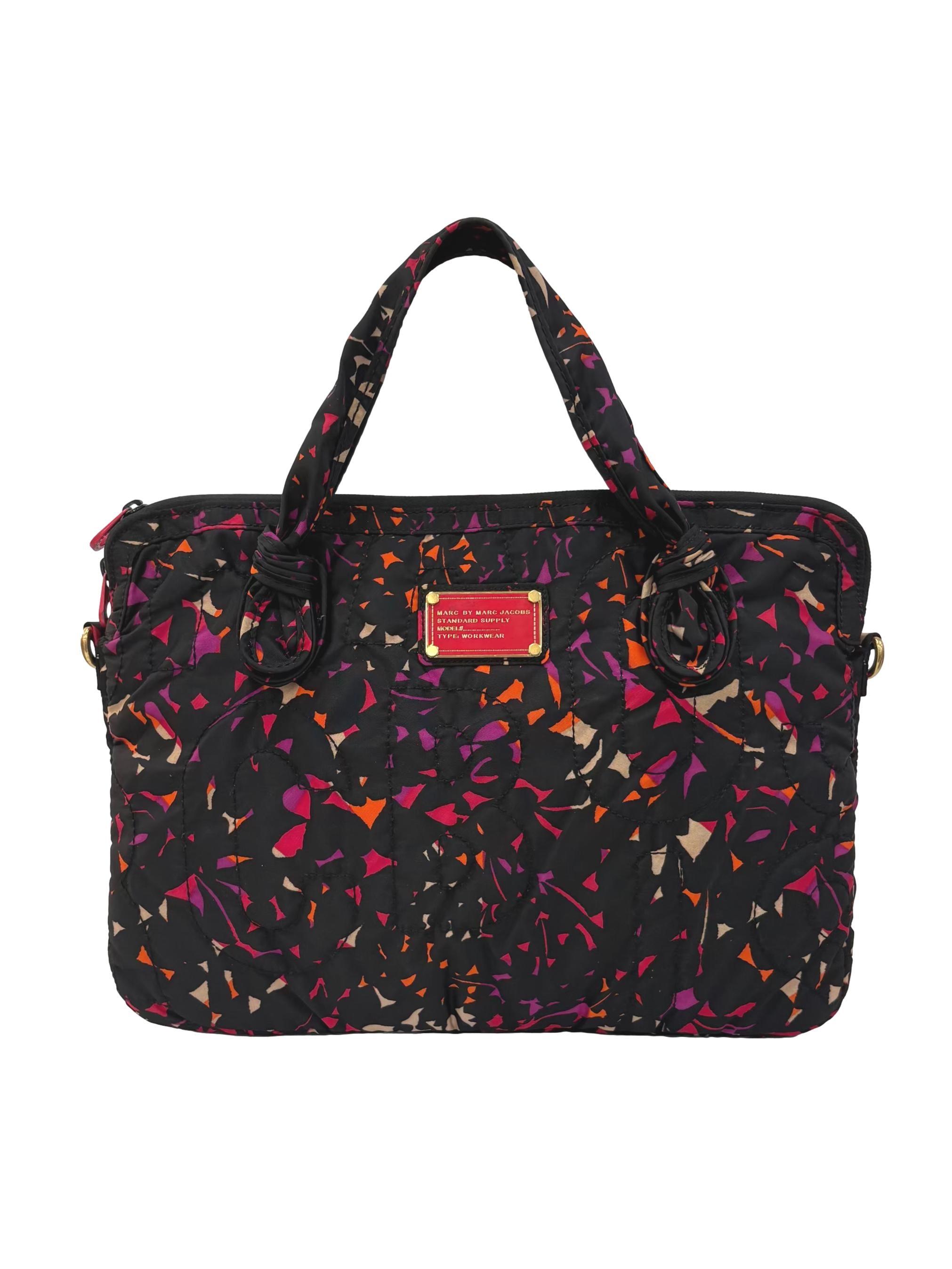 Black Confetti Quilted Nylon Laptop Bag