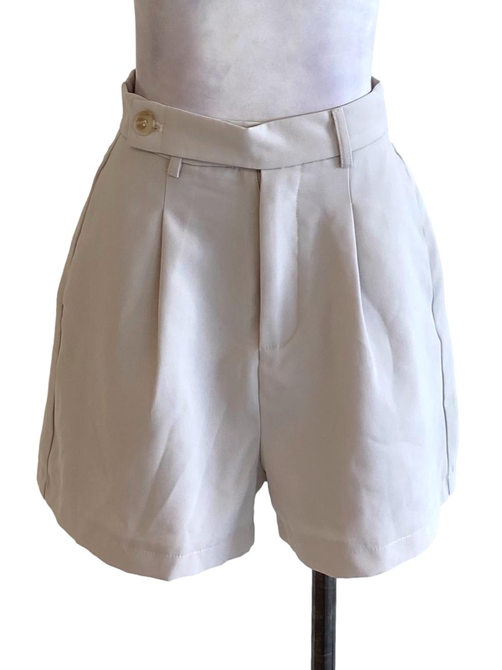Light Beige Brown Loose High Waisted Shorts