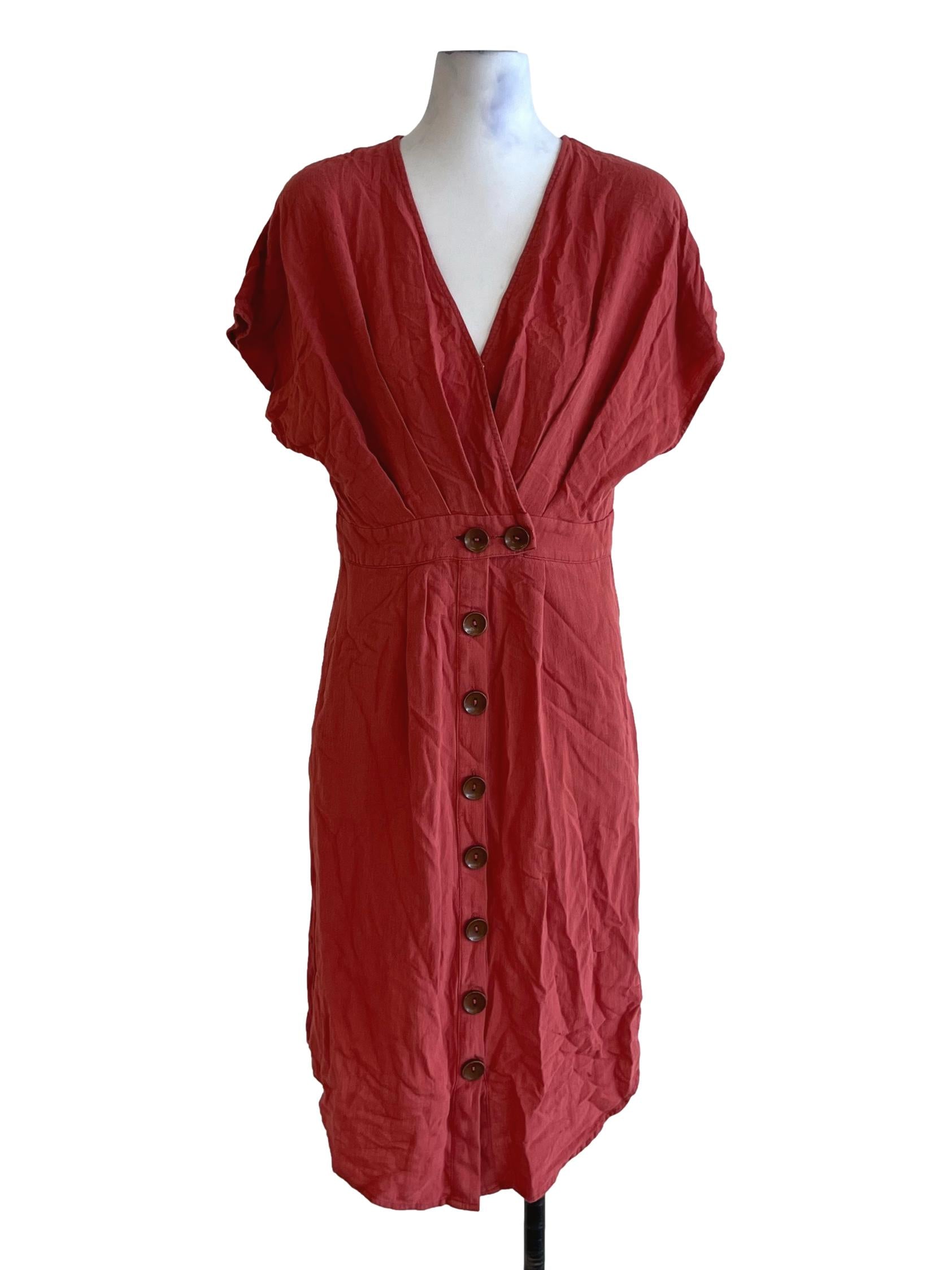 Strawberry Pink V-Neckline Empire Dress