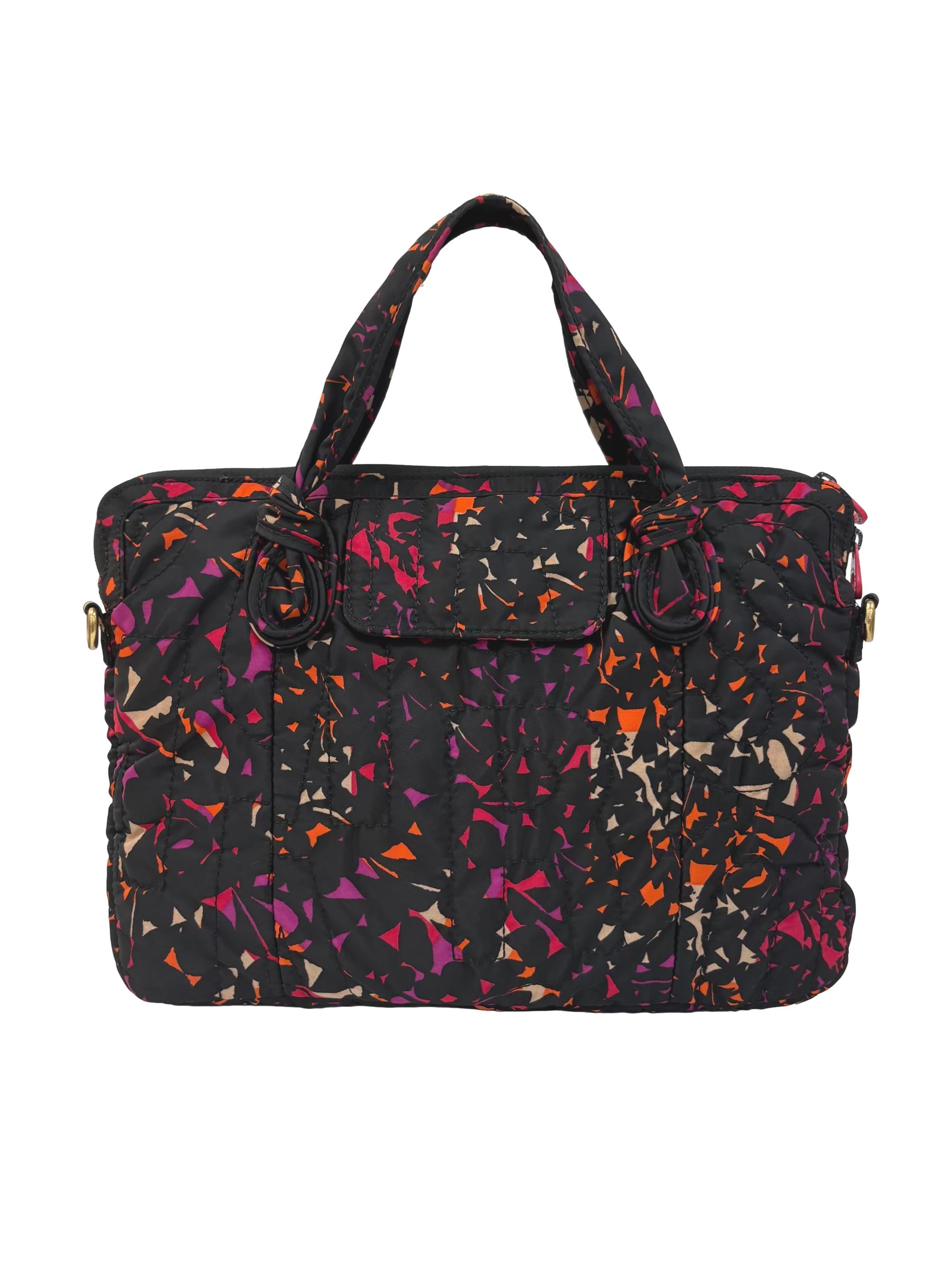Black Confetti Quilted Nylon Laptop Bag