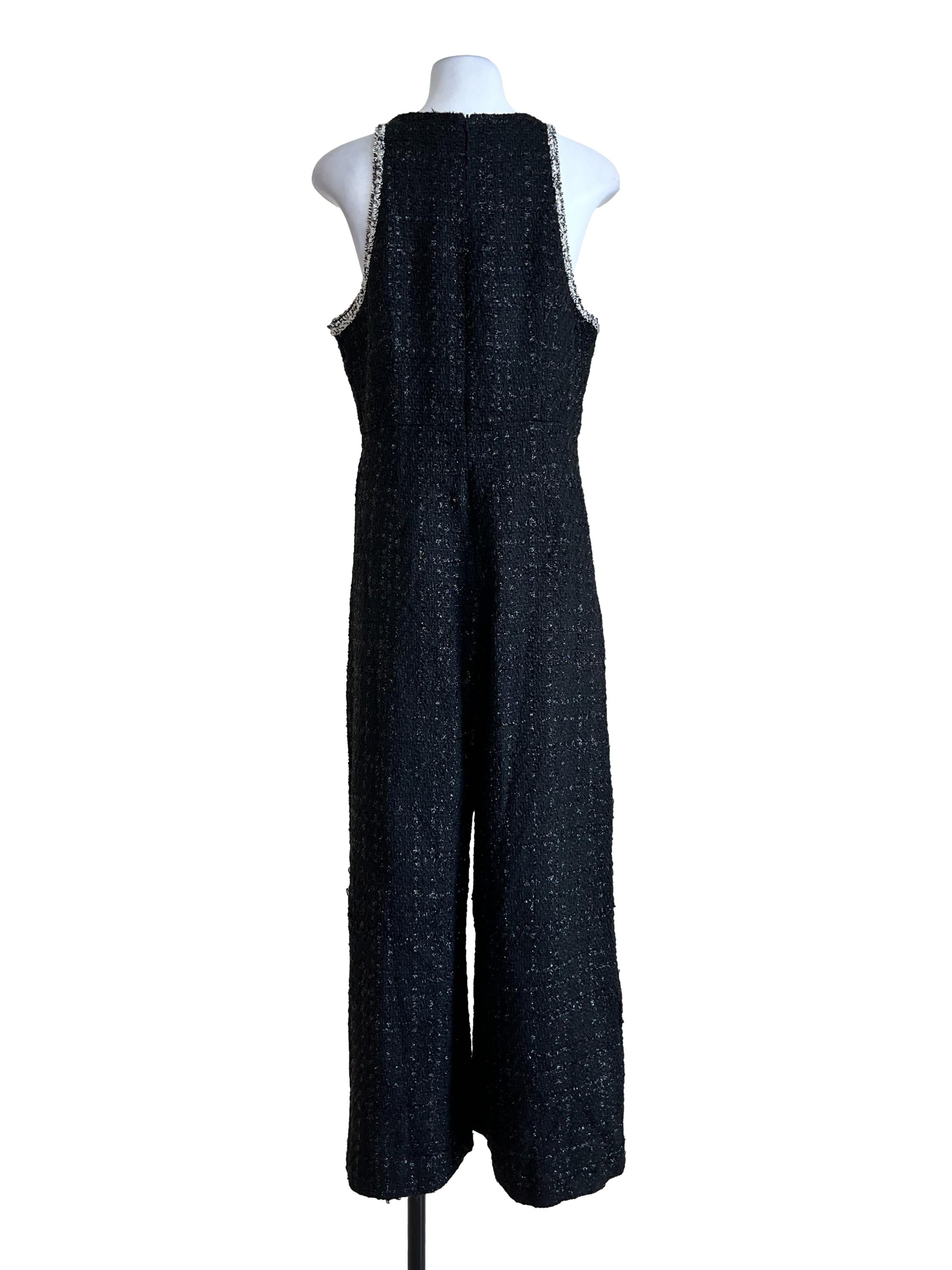 Black Pattern Back Zip Jumpsuit