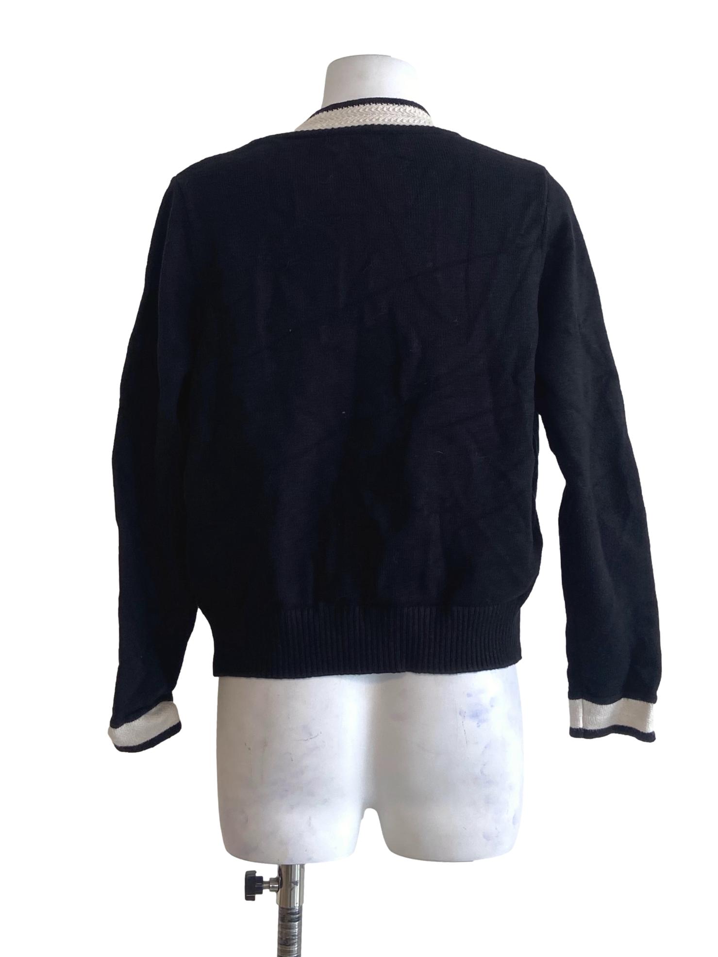 Black & White Knitted Button Down Cardigan
