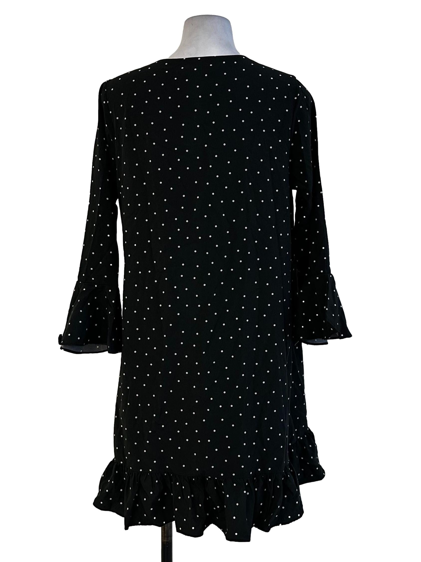 Black Polka Dots Pattern Wrap Dress