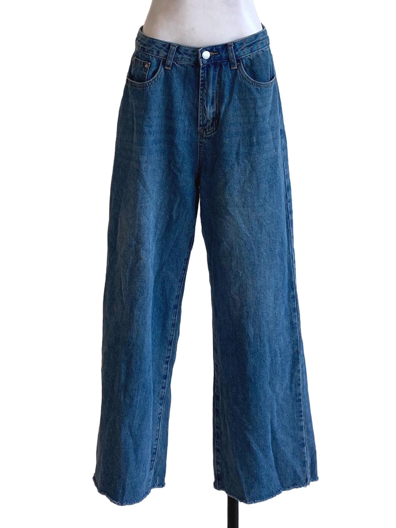 Denim Blue Straight Distressed Jeans TTR