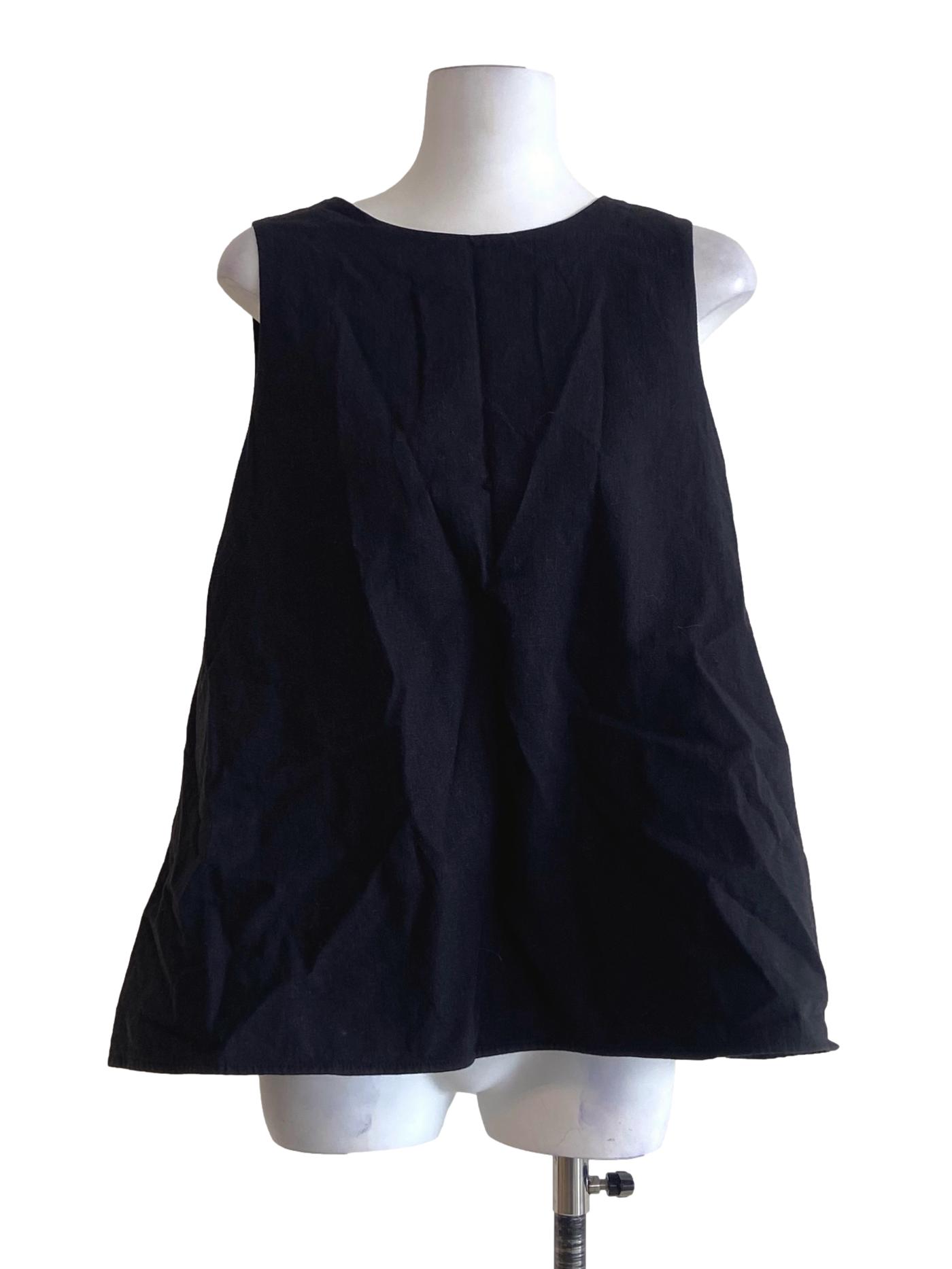 Black Sleeveless Twill Top