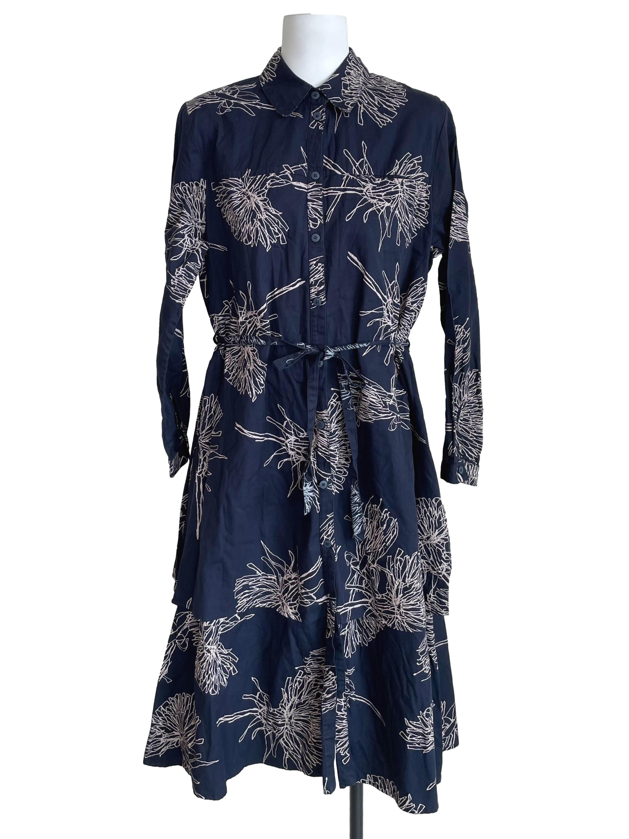 Denim Blue Floral Shirt Dress