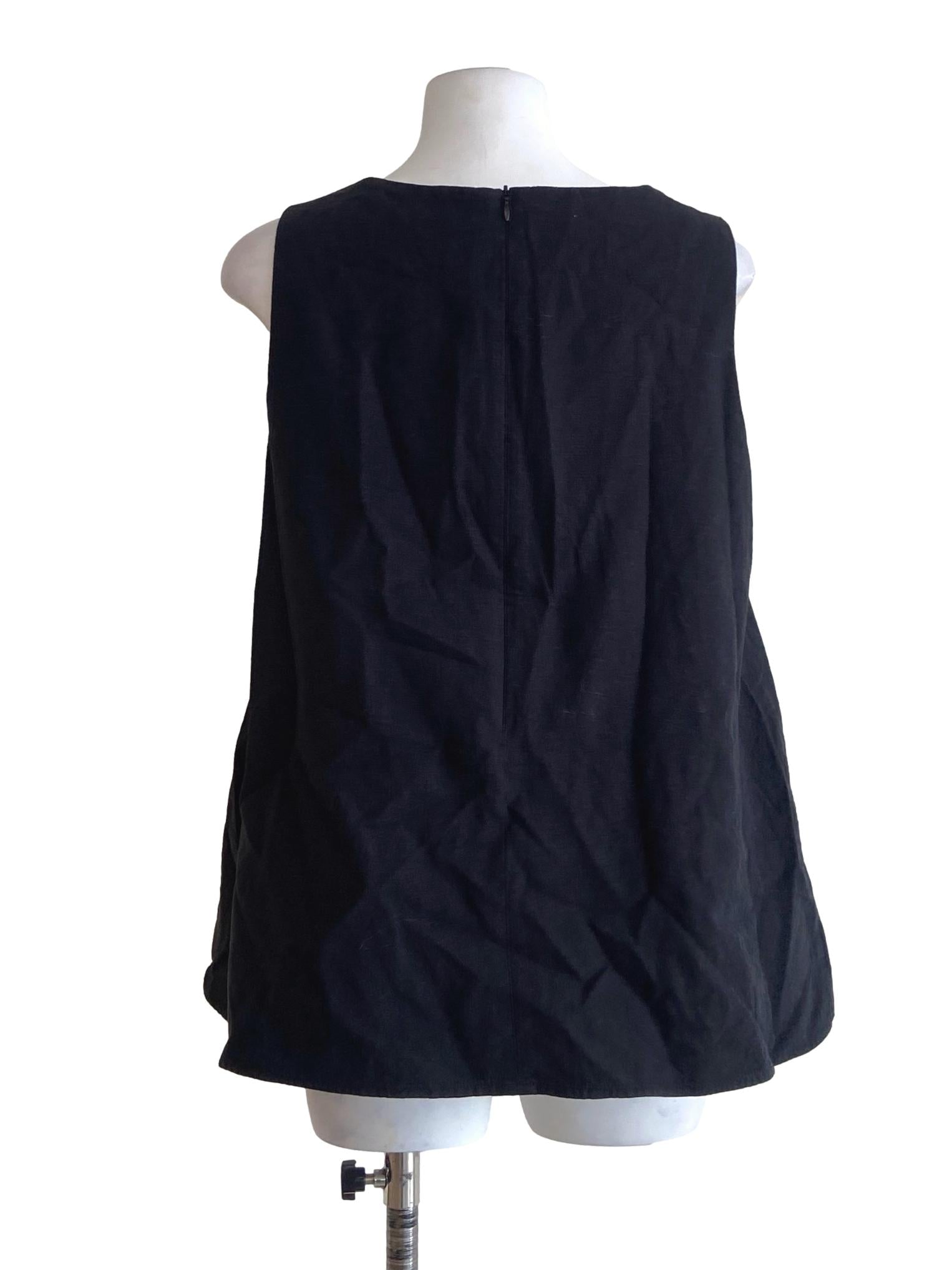 Black Sleeveless Twill Top