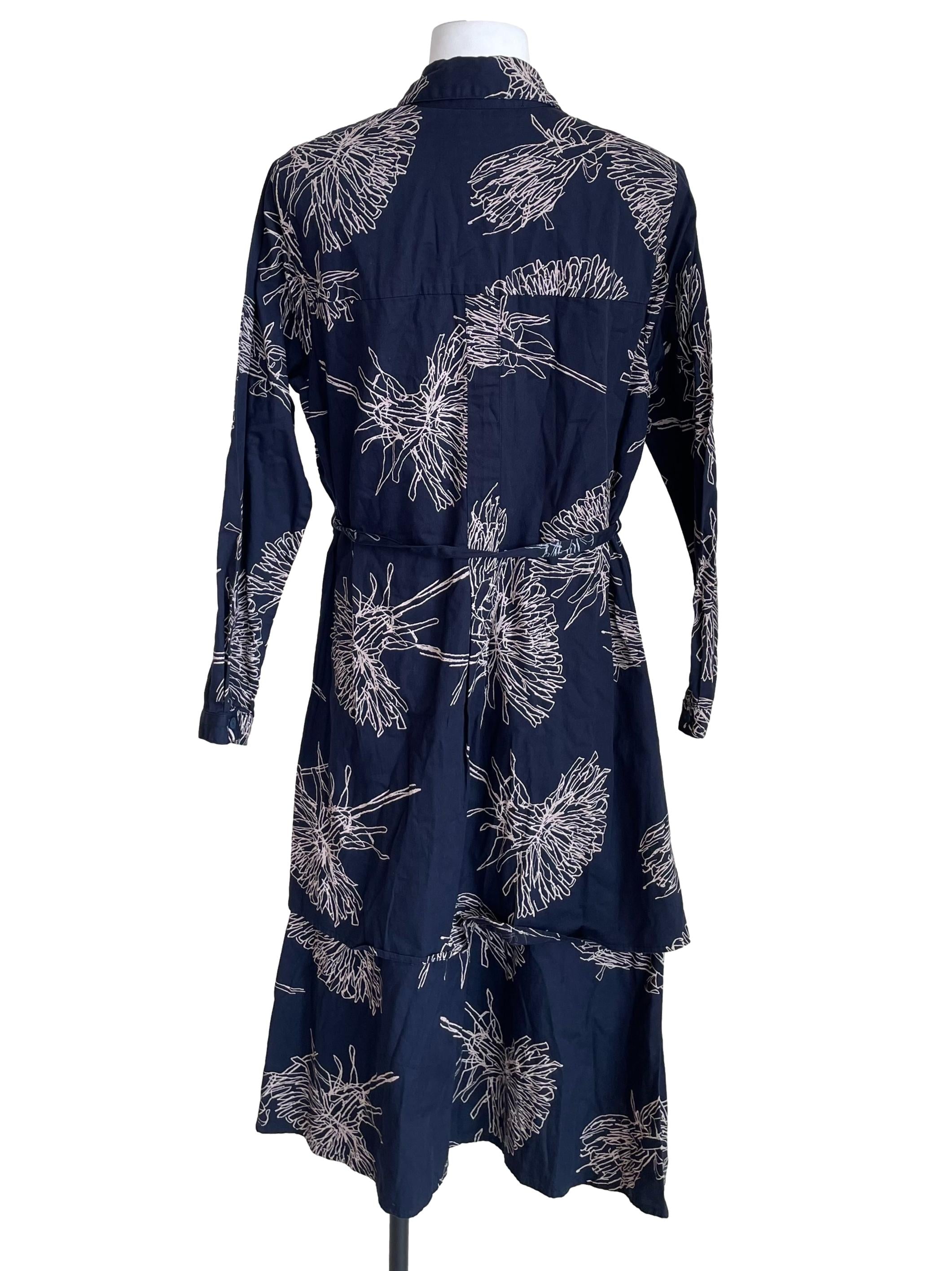 Denim Blue Floral Shirt Dress