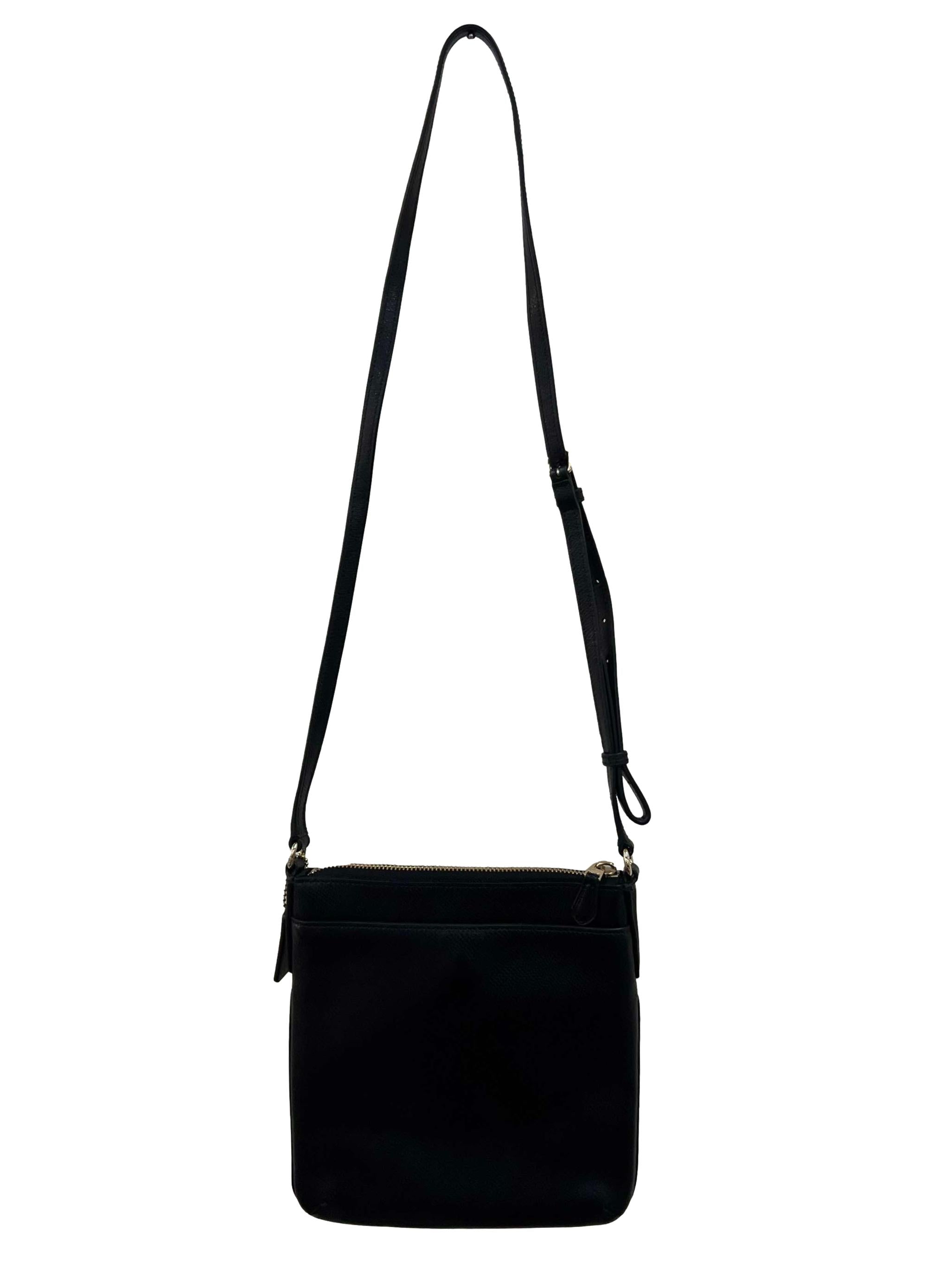 Black North/South In Crossgrain Leather Crossbody Bag CSN