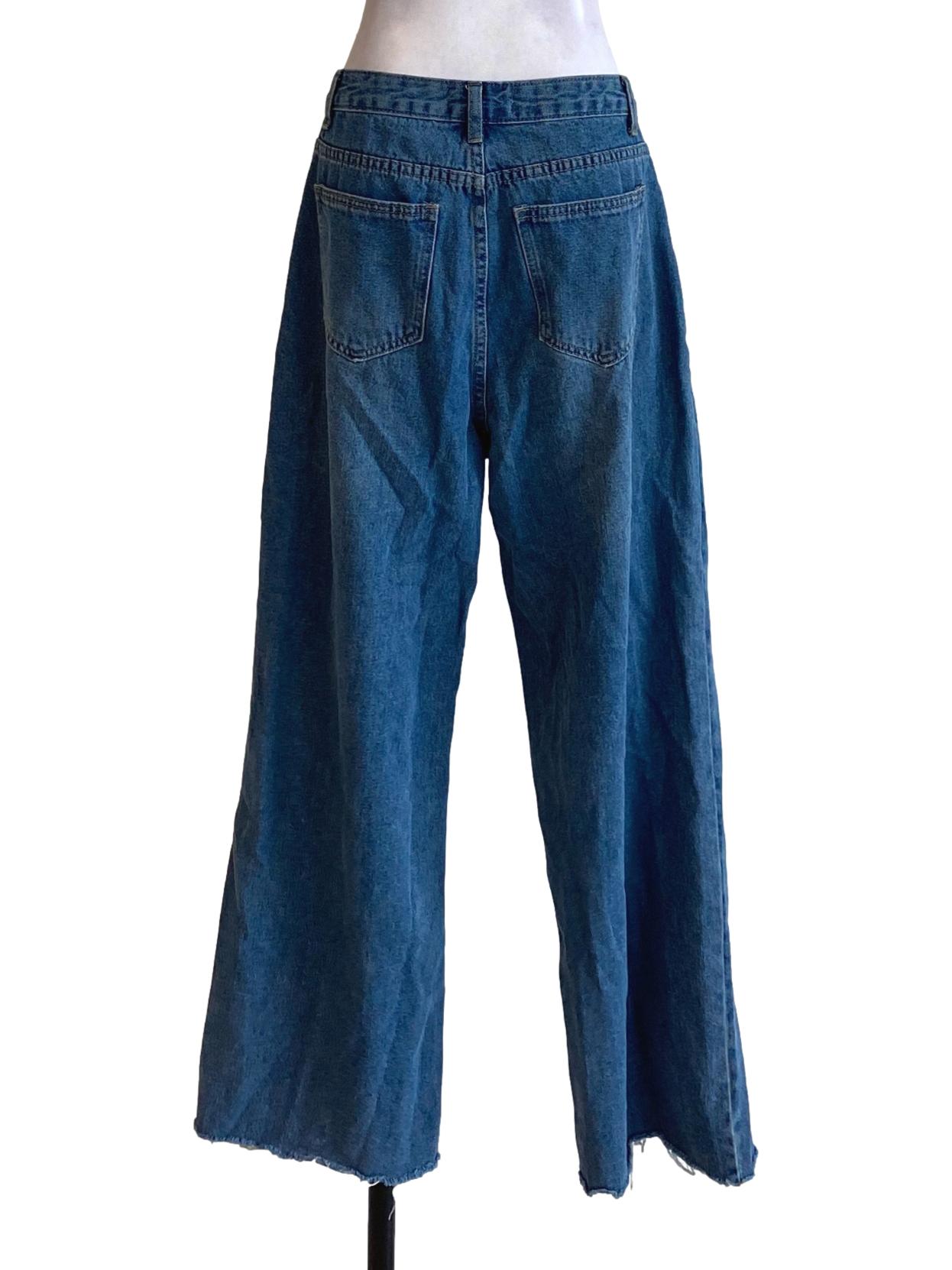 Denim Blue Straight Distressed Jeans TTR
