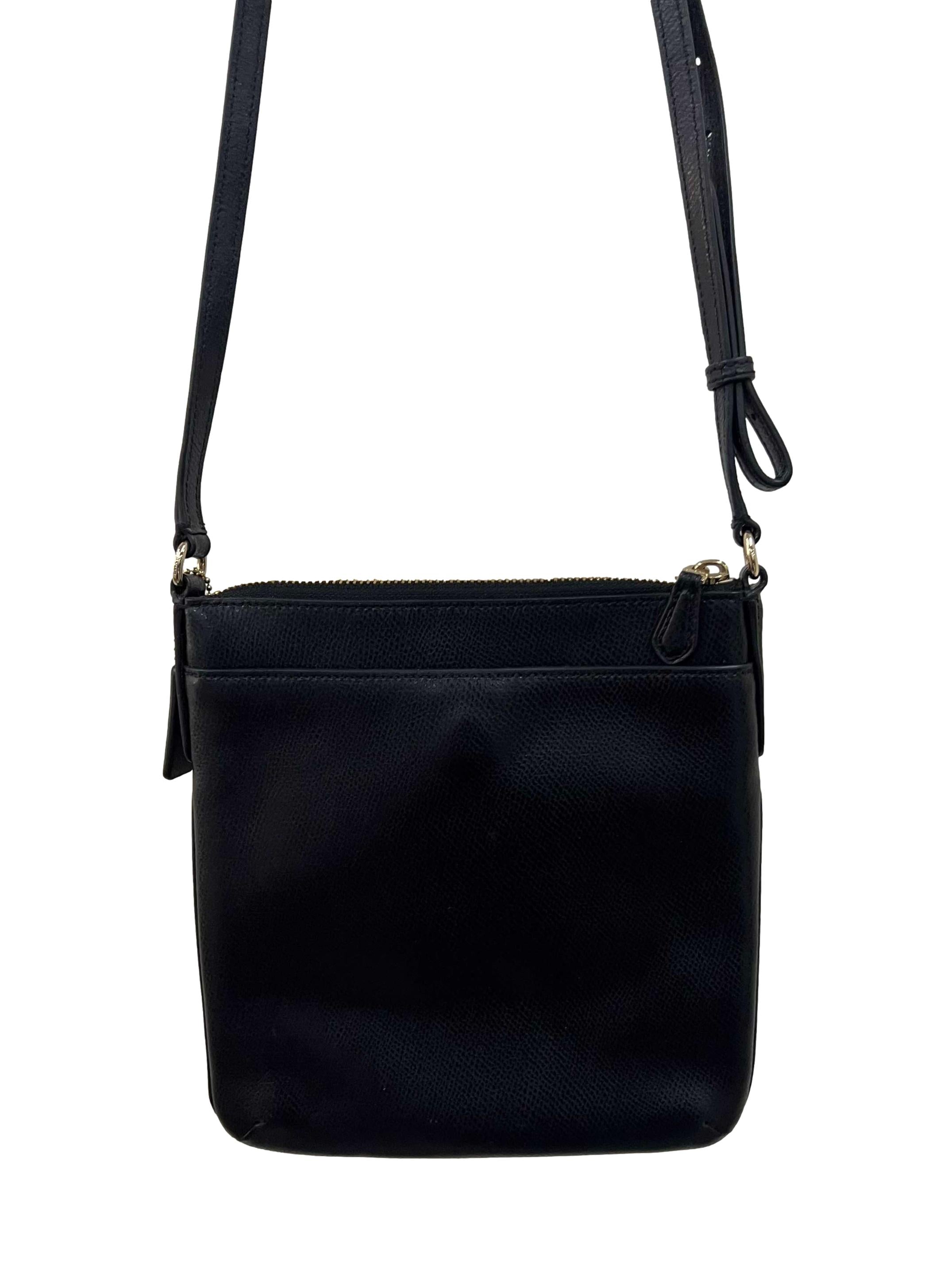 Black North/South In Crossgrain Leather Crossbody Bag CSN
