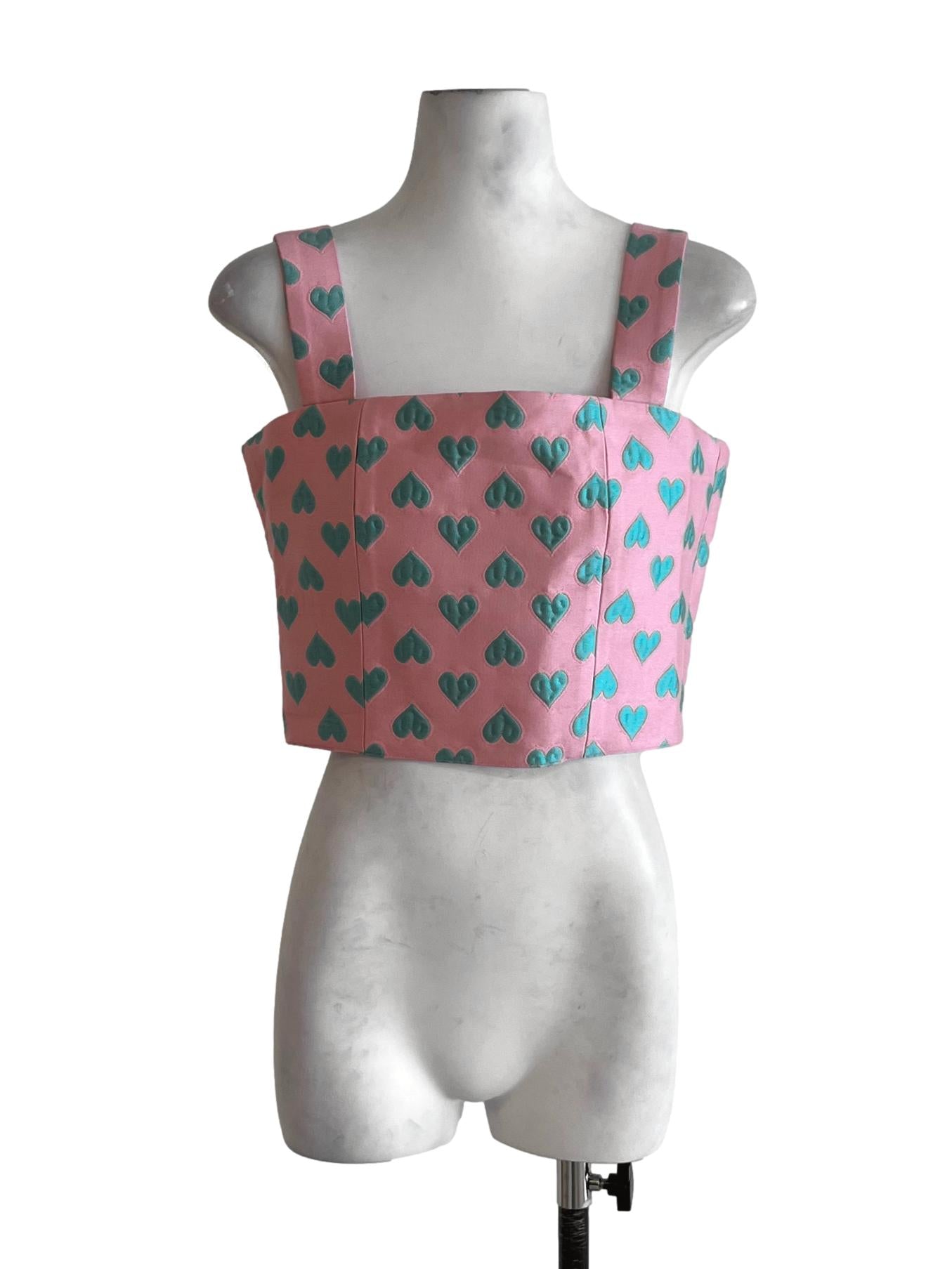 Rose Pink Square Neckline Cropped Sleeveless Top