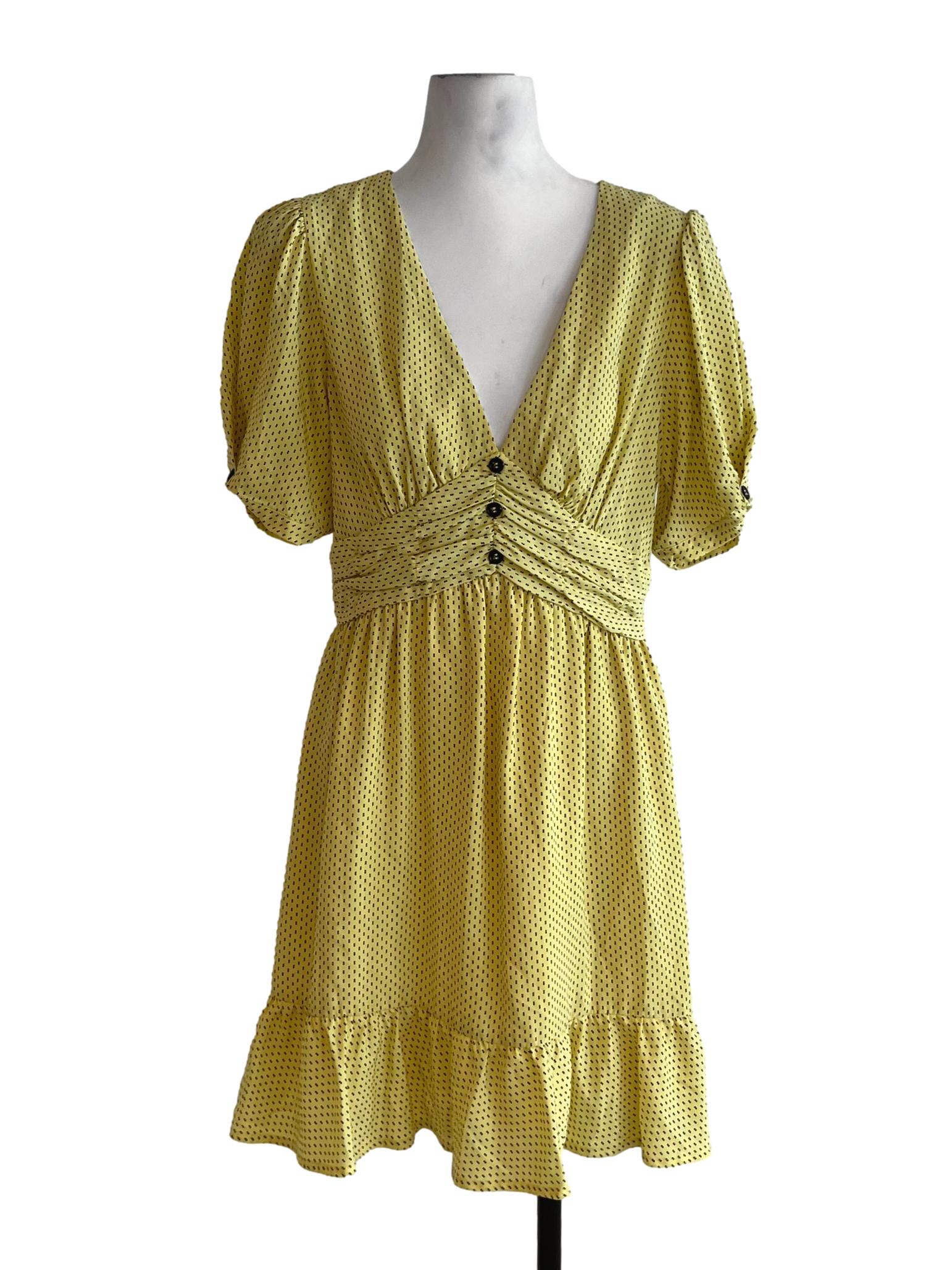 Buttermilk Yellow Polka Dot Empire Dress
