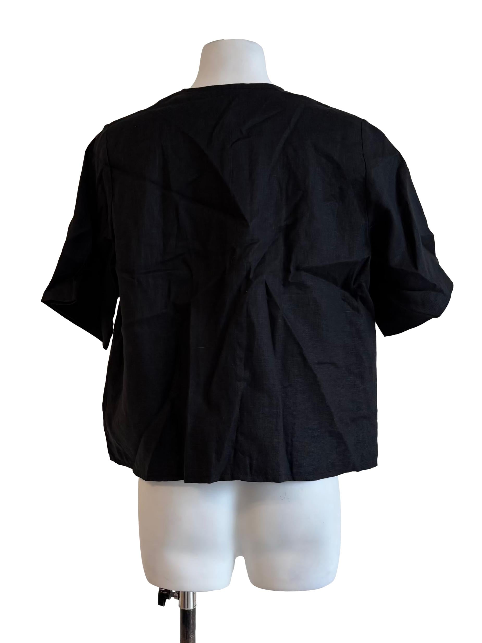 Onyx Black Linen Blouse