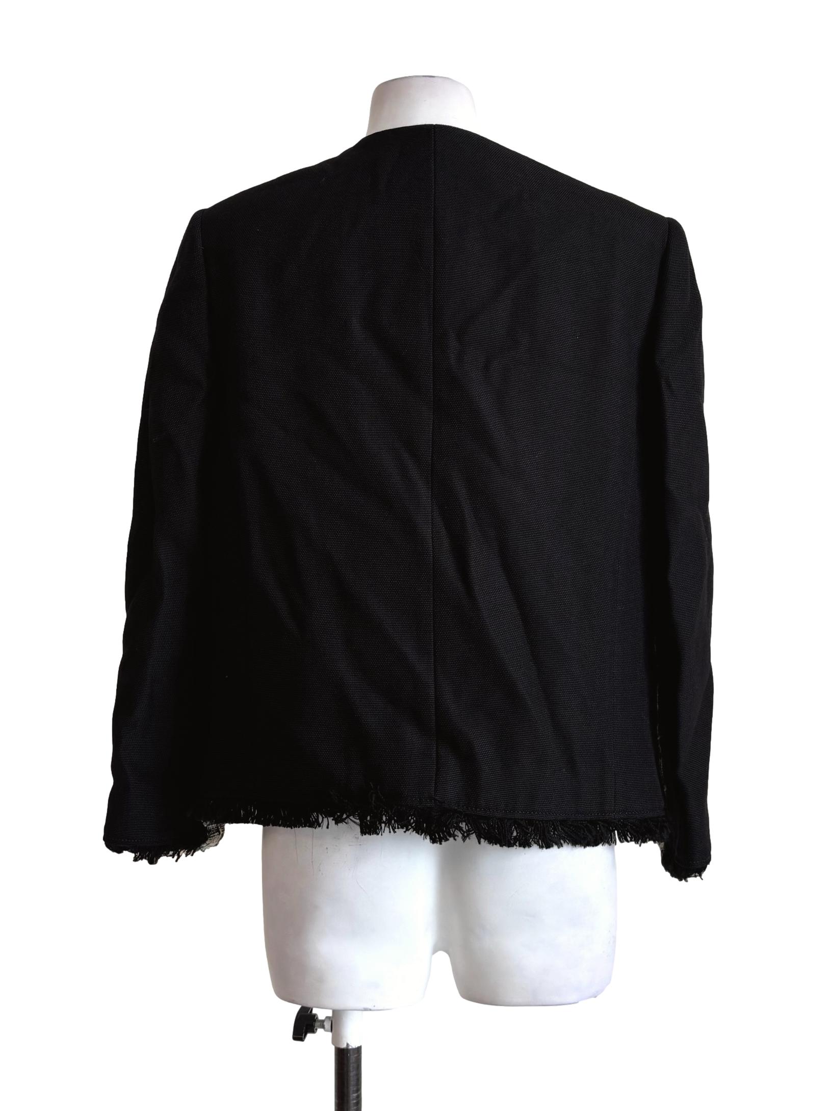 Black Tweed Long Sleeve Round Neck Jacket