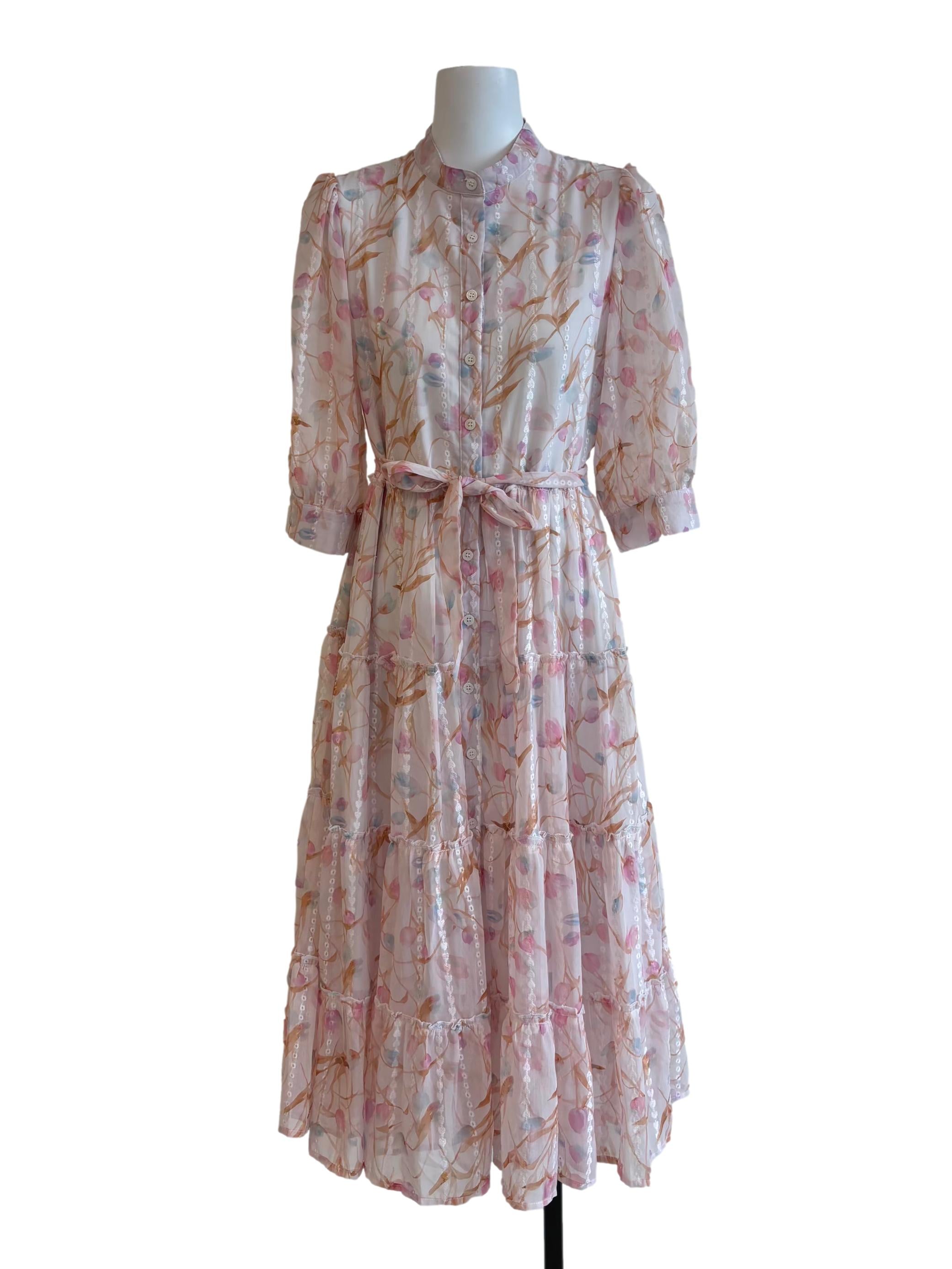 Lemonade Pink Floral Tier Dress