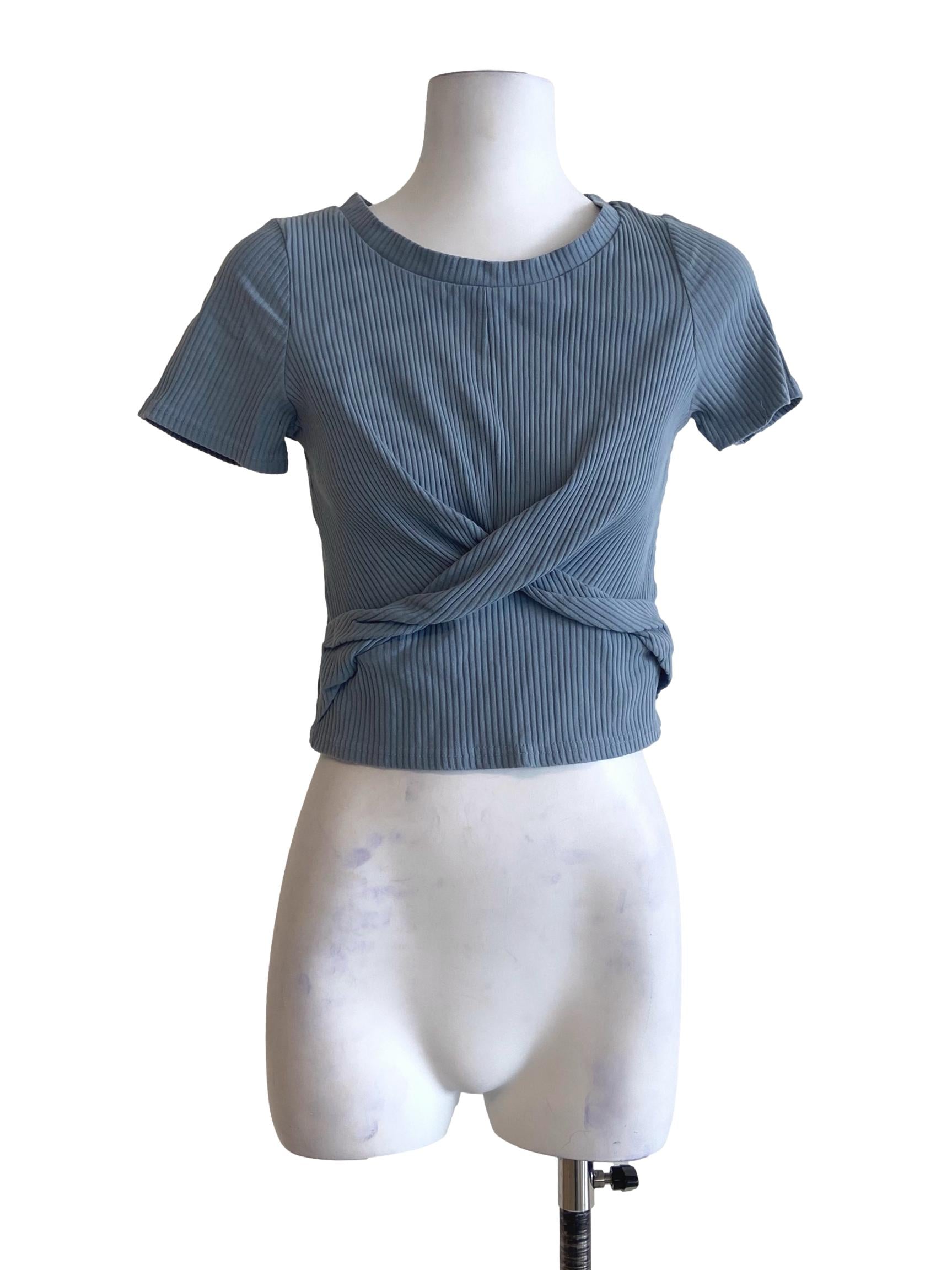 Stone Blue Pencil Stripe Top