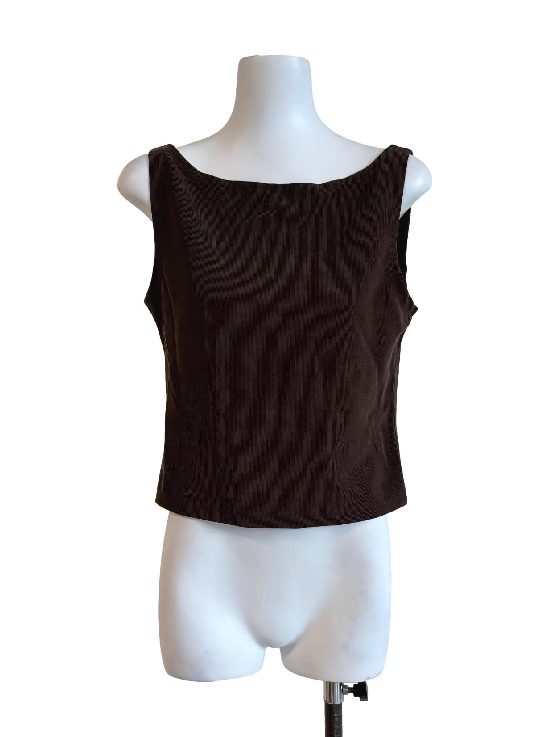 Taupe Brown Boat Neck Top