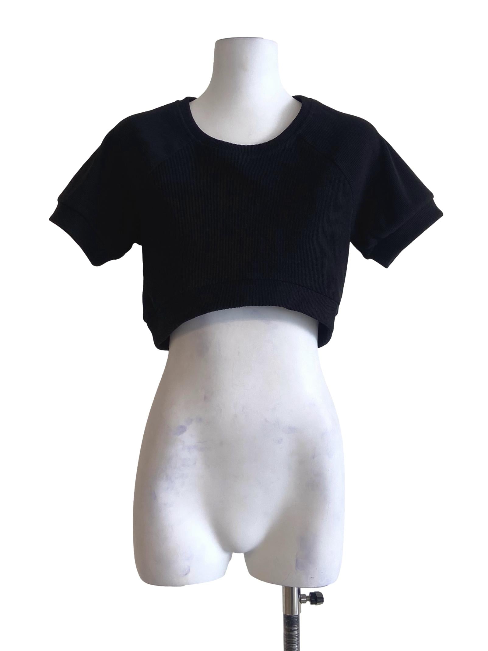 Black Twill Crop Top