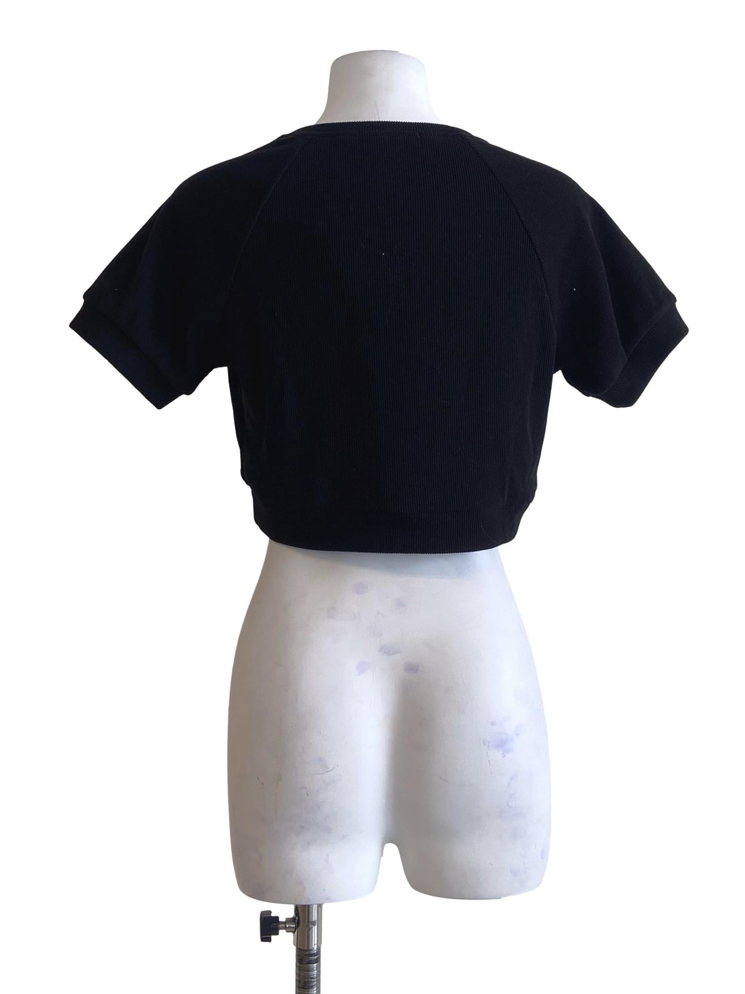Black Twill Crop Top