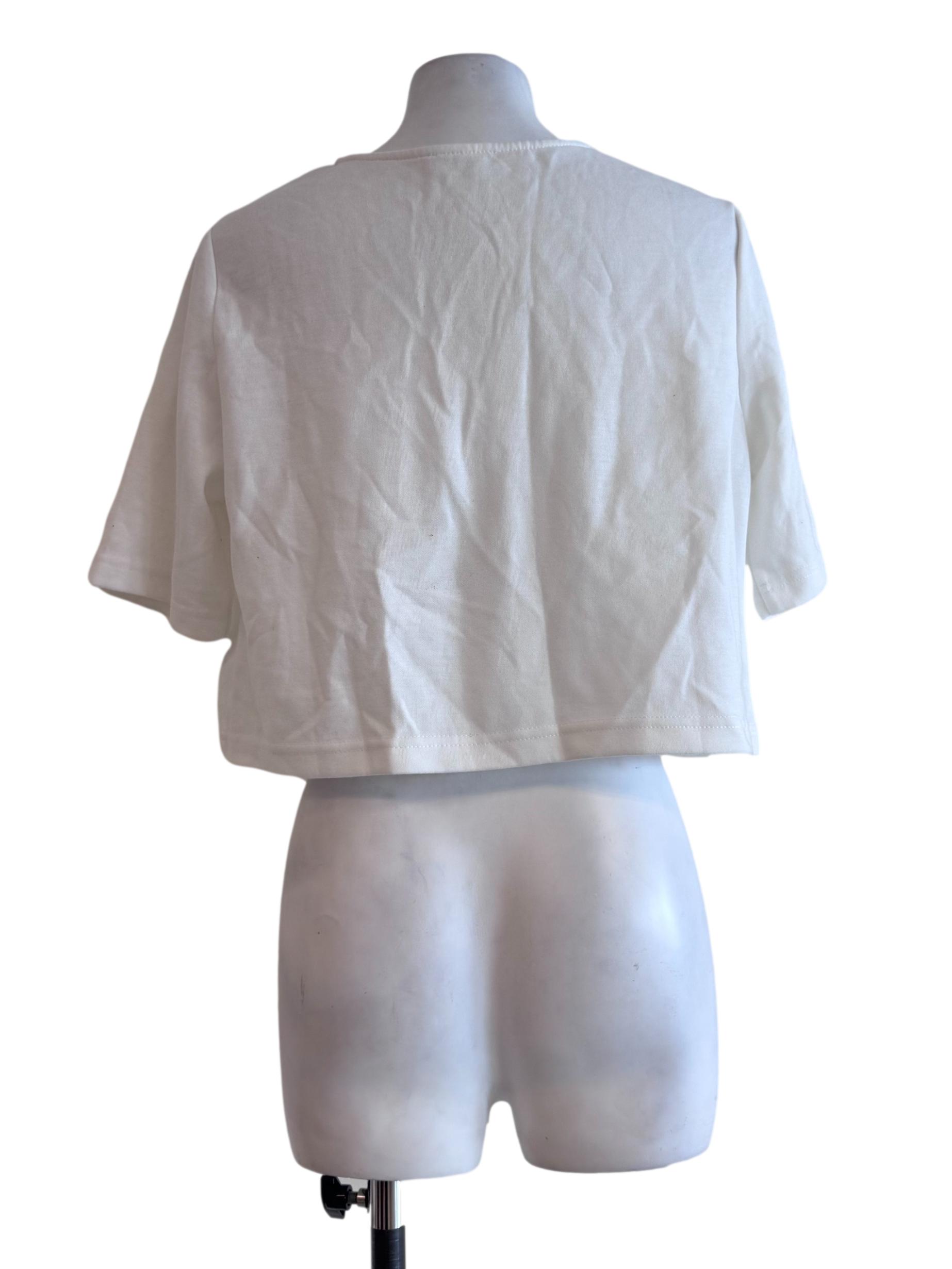 Cotton White V Neck Short Sleeve Top
