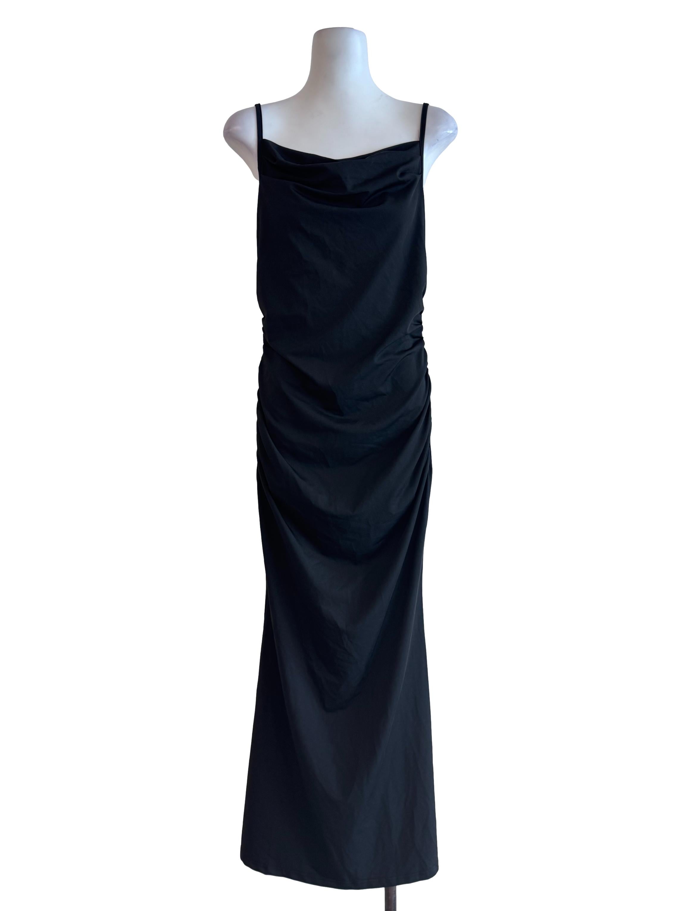 Black Square Neck Sleeveless Dress