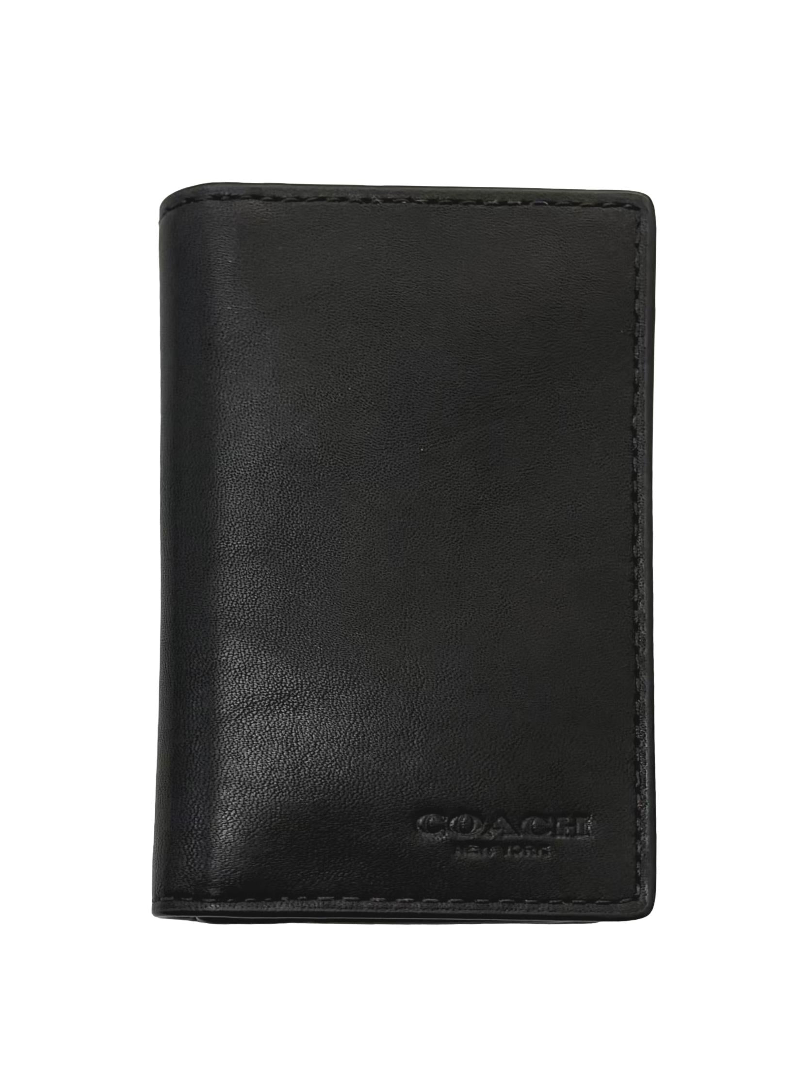 Black Leather Slim Fold Card Wallet