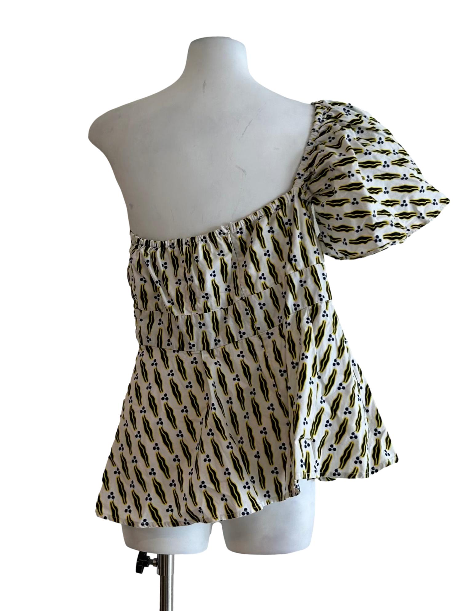 Mayeso One Shoulder Top In Blue And White - Multicolor CSN*