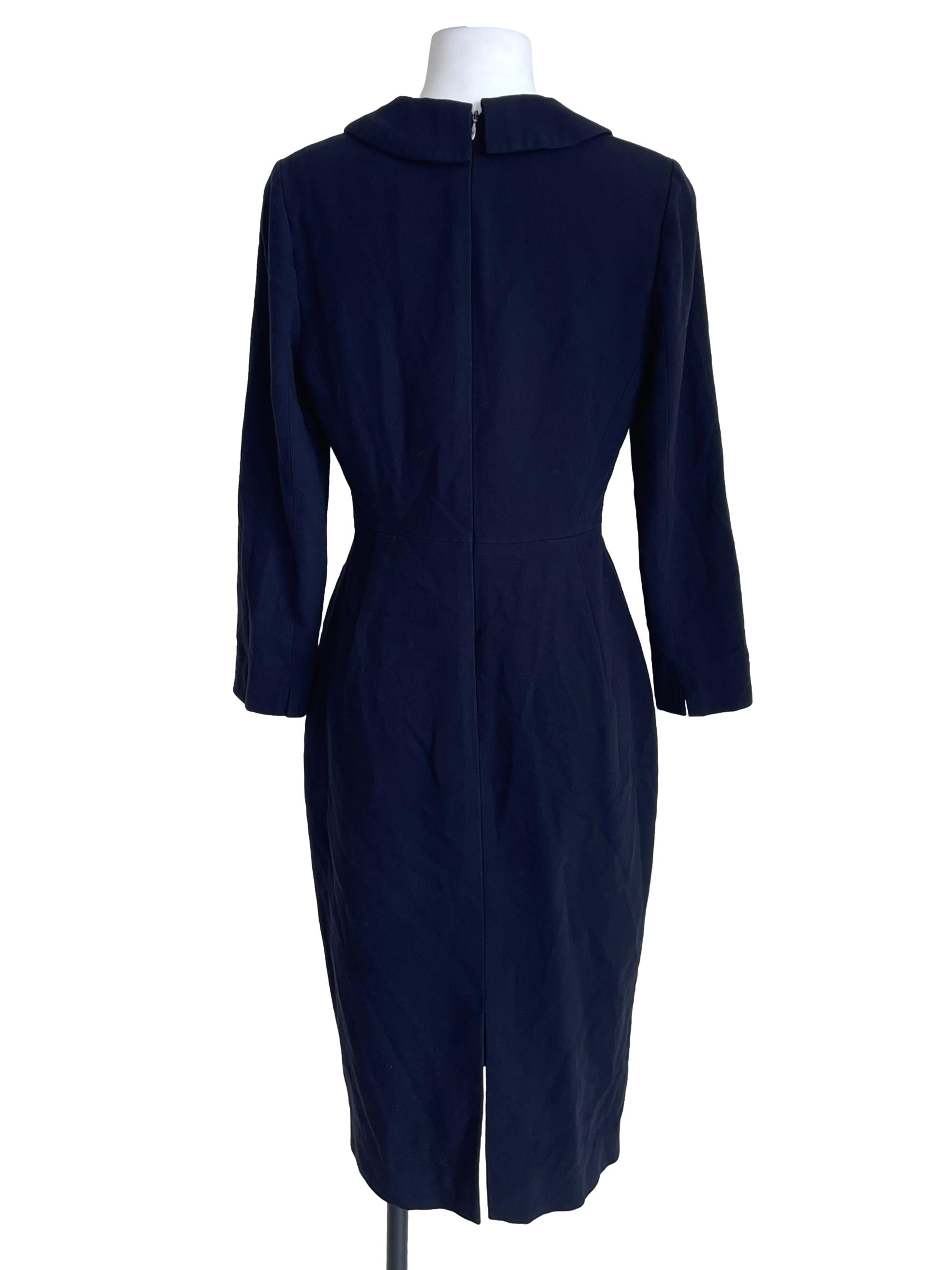 Navy Collar Empire Dress
