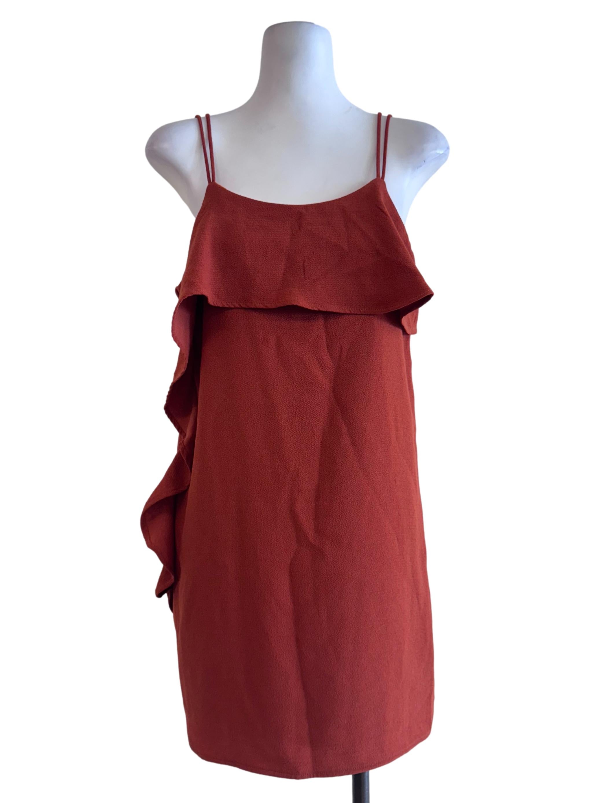 Orange Scoop Neck Sleeveless Mini Dress