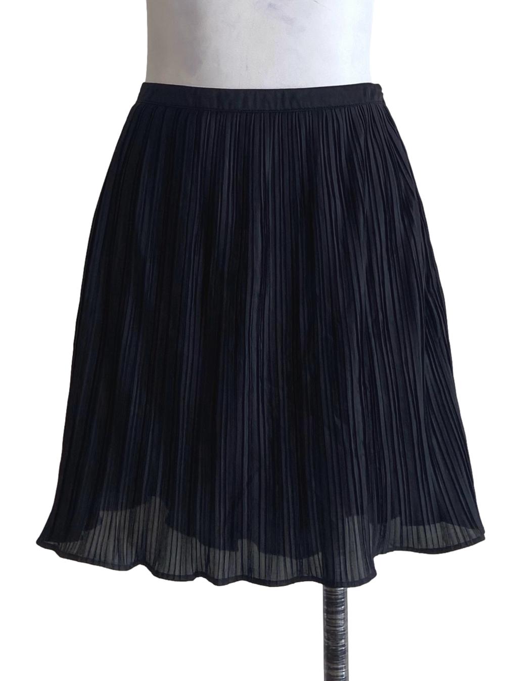 Black Pleated Mini Circle Skirt TWL