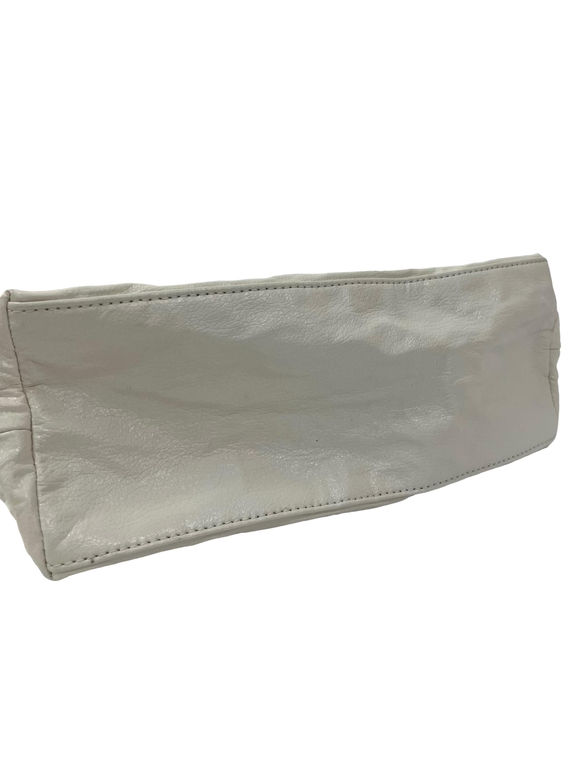 Ivory Textured Shoulder Bag With Adjustable Strap