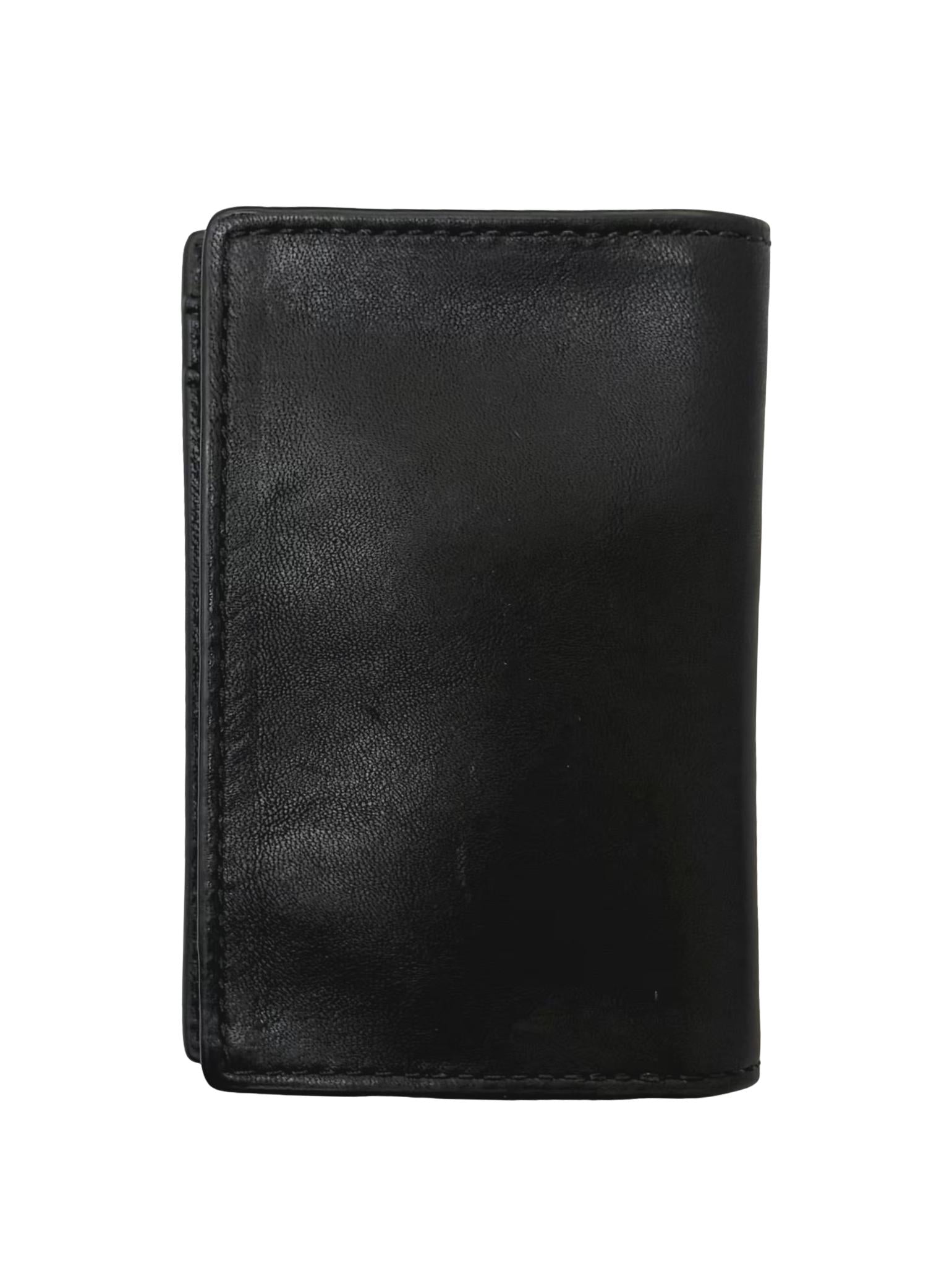 Black Leather Slim Fold Card Wallet