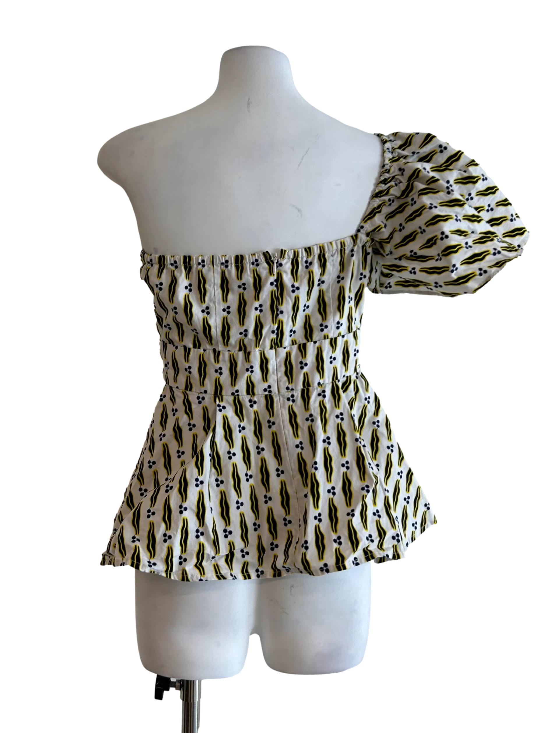 Mayeso One Shoulder Top In Blue And White - Multicolor CSN*