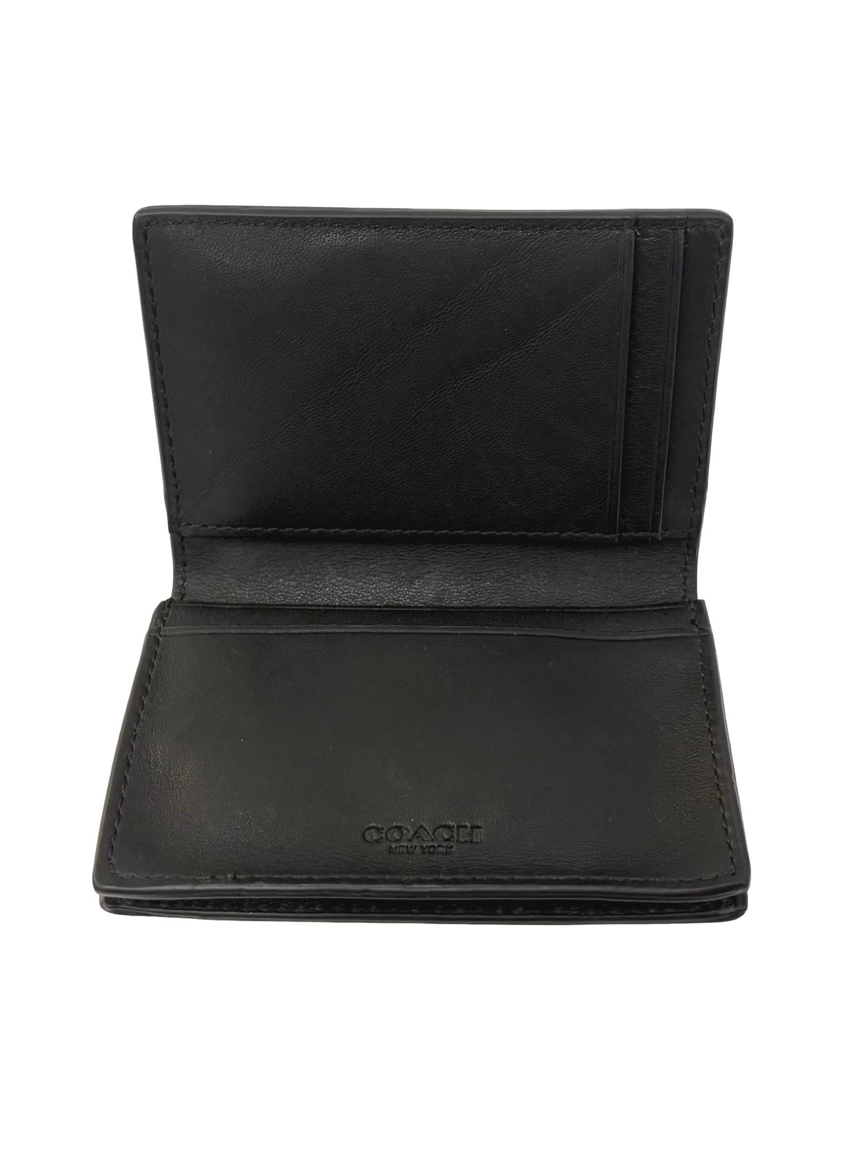 Black Leather Slim Fold Card Wallet