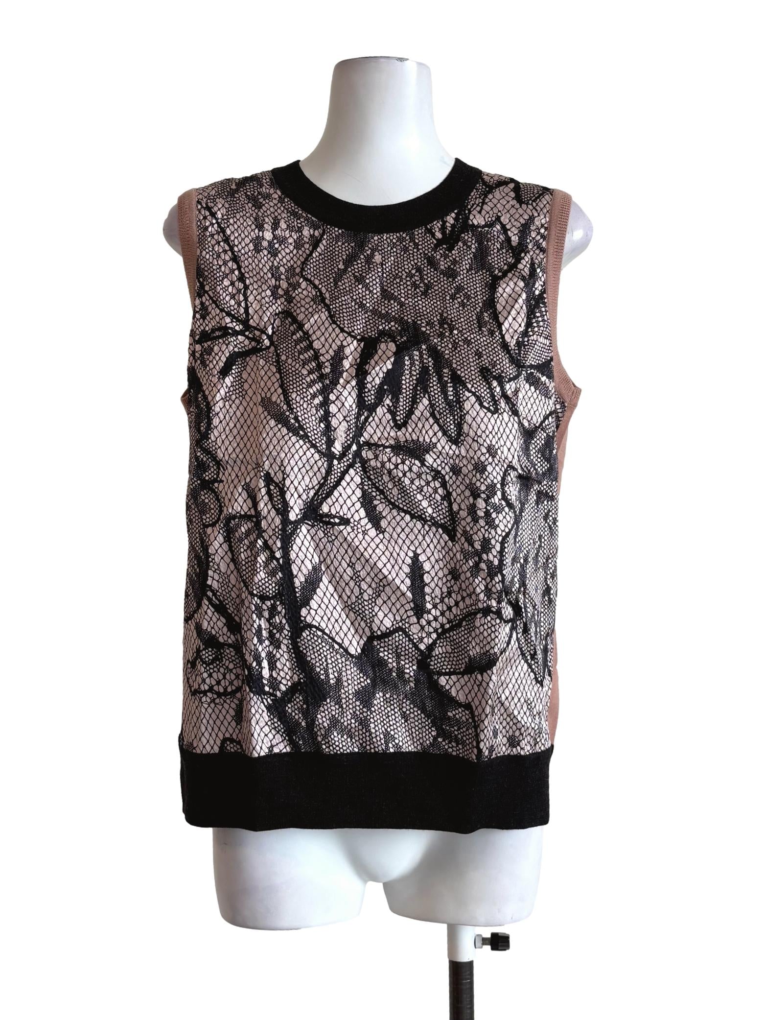 Cashmere Black Print Sleeveless Top