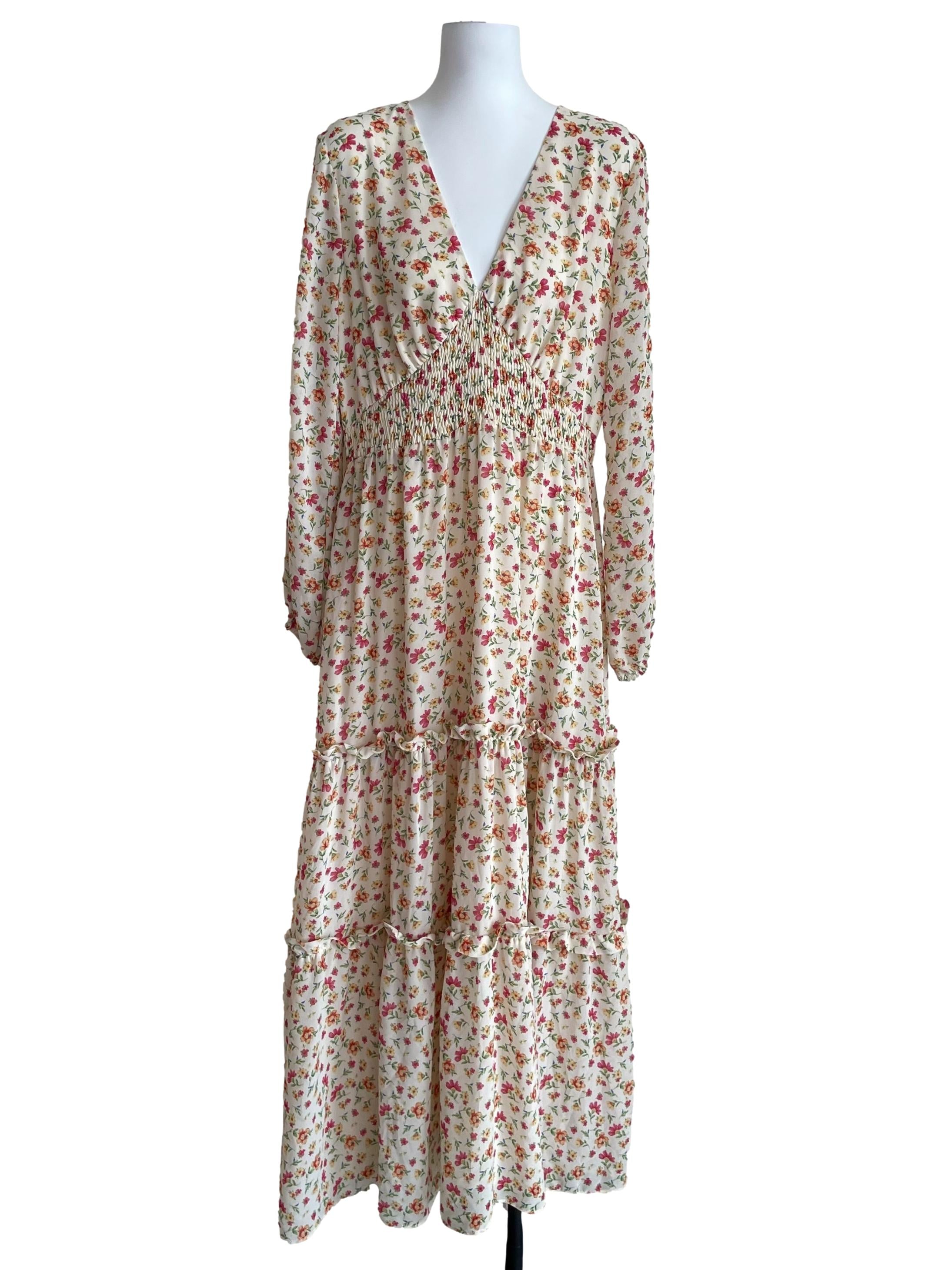 Banana Yellow Floral Tiered Dress