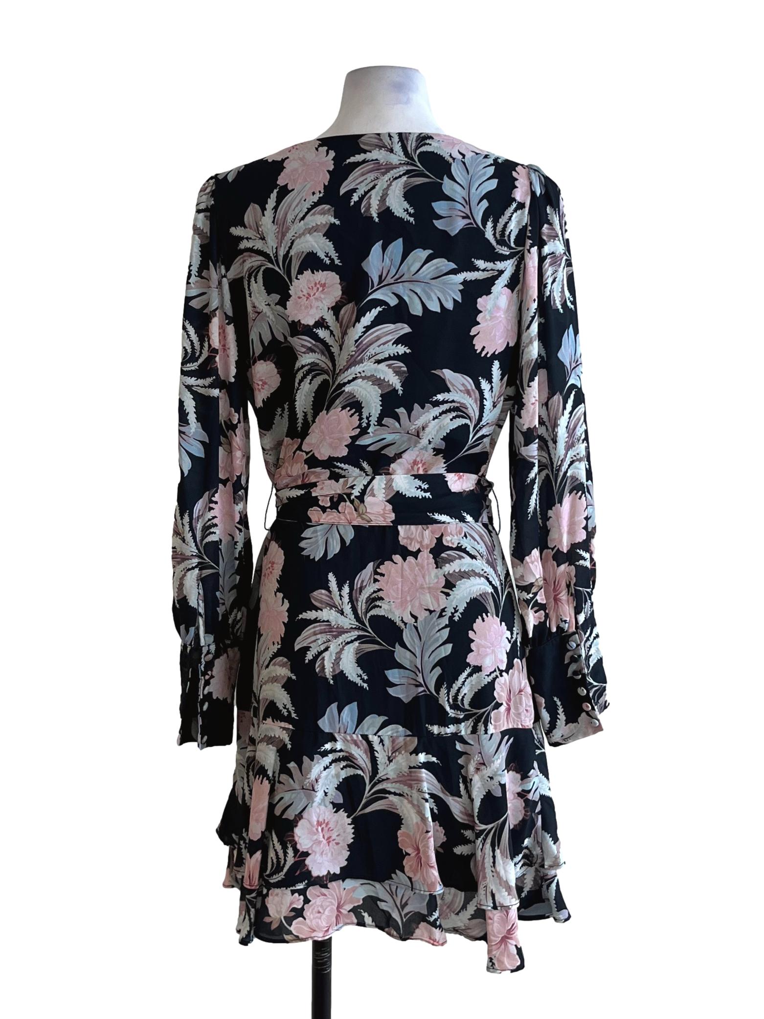 Navy Blue Floral Empire Dress