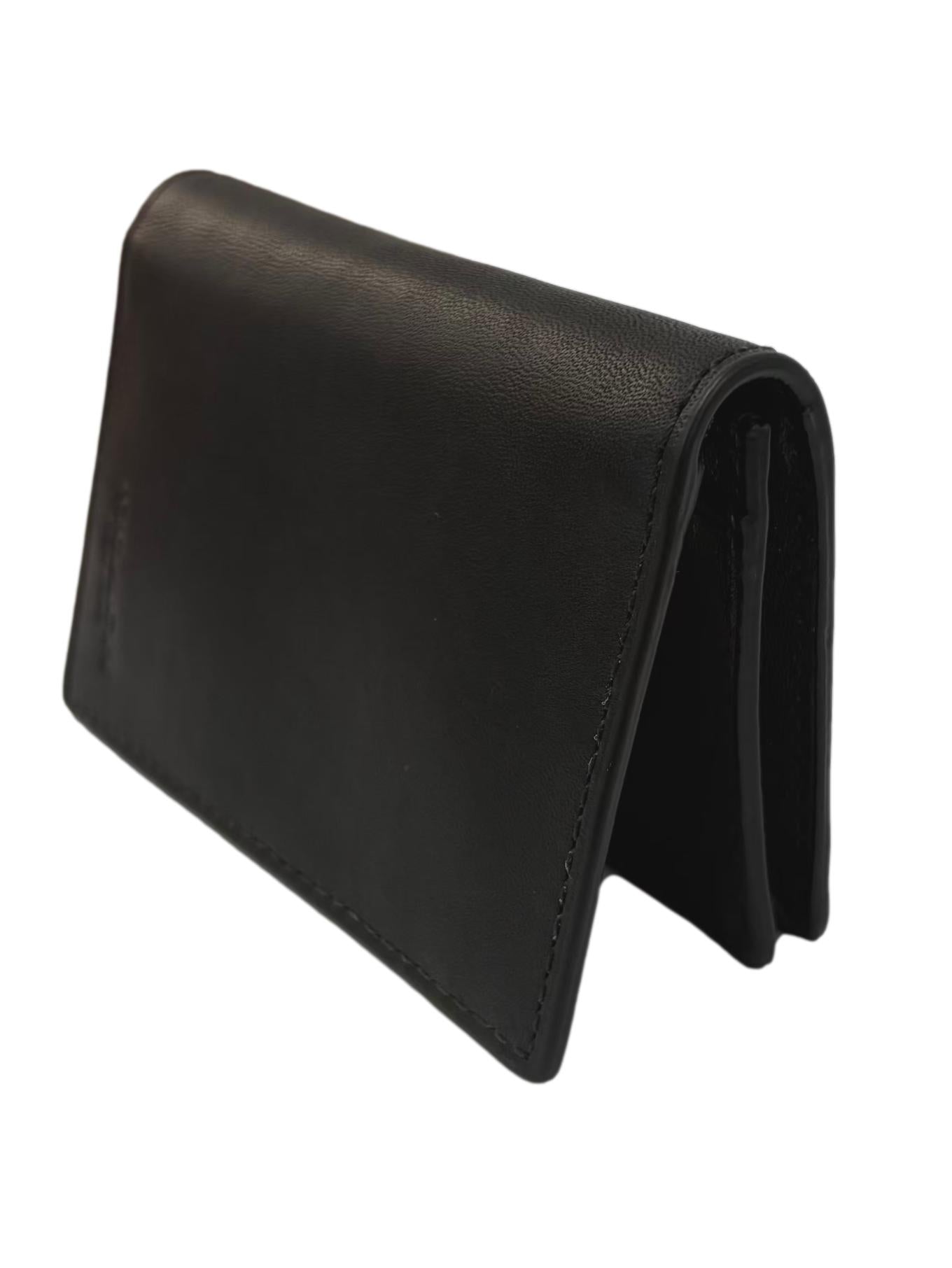 Black Leather Slim Fold Card Wallet