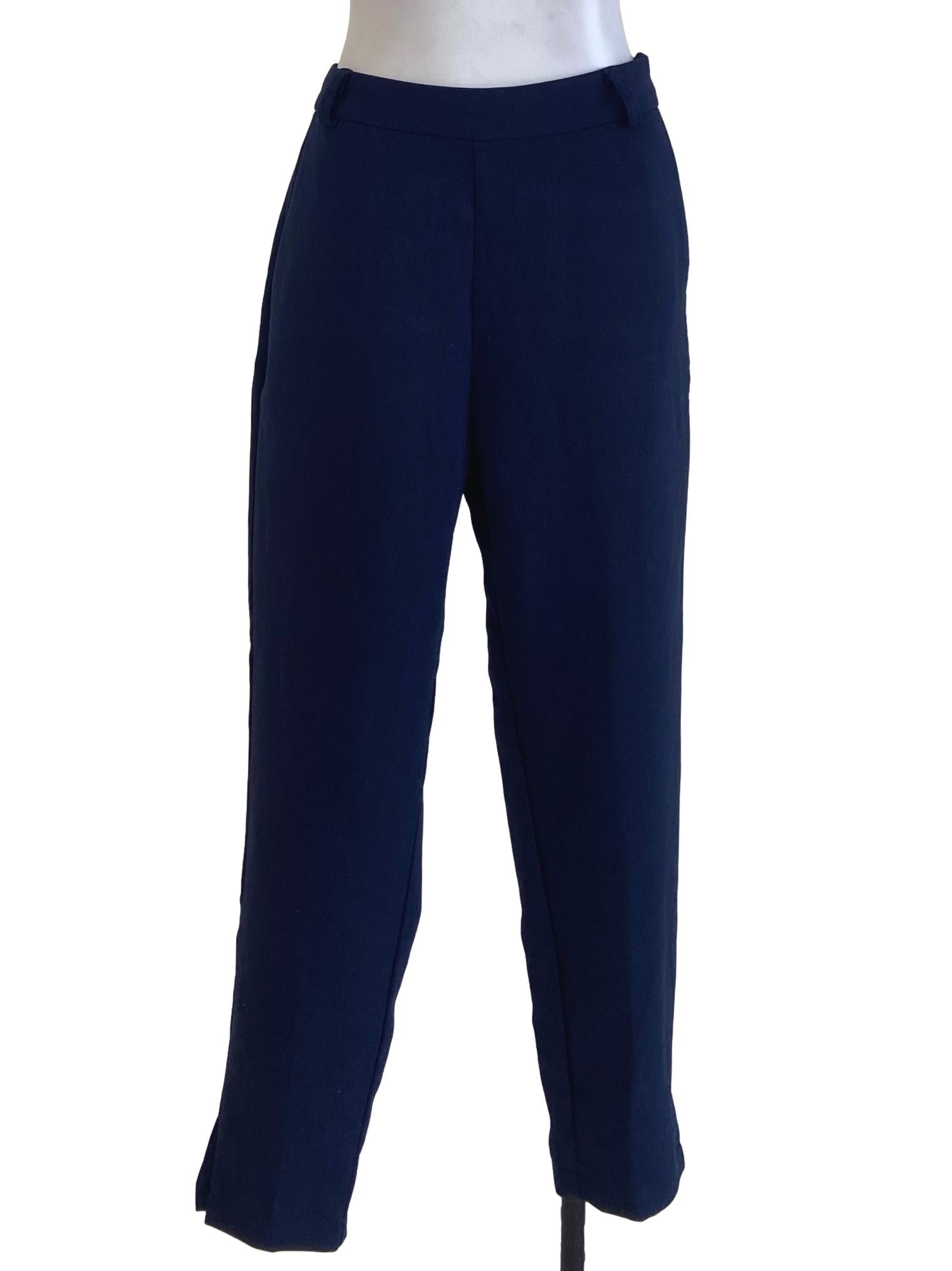 Fashmob Navy Blue Pegged Long Pants | REFASH