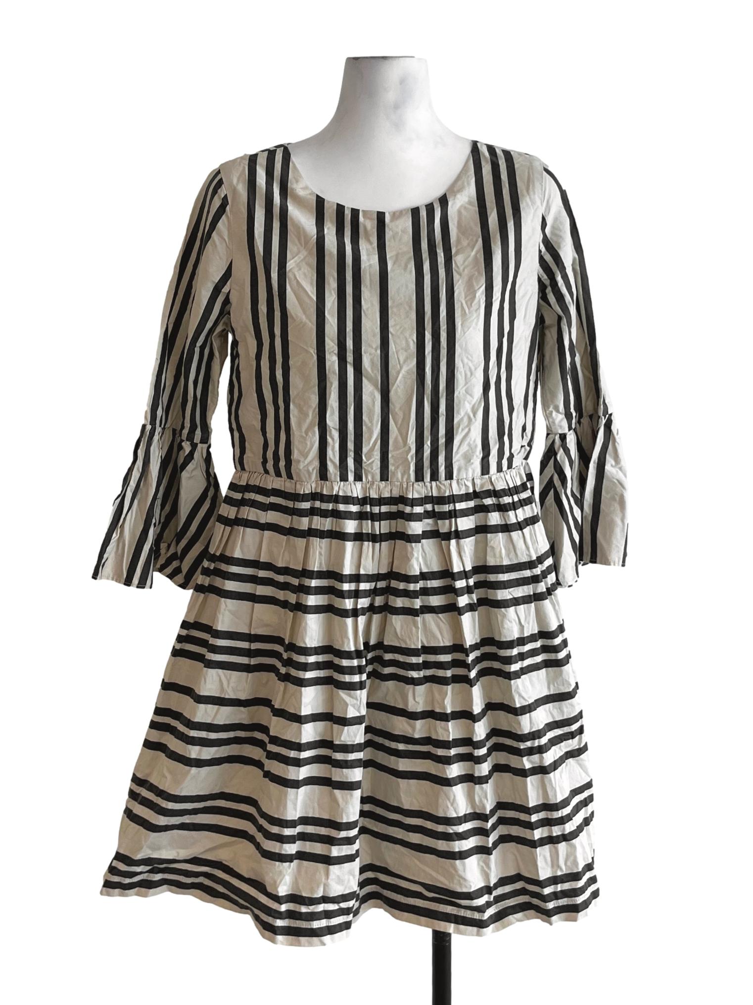 Beige Bengal Stripe Empire Dress