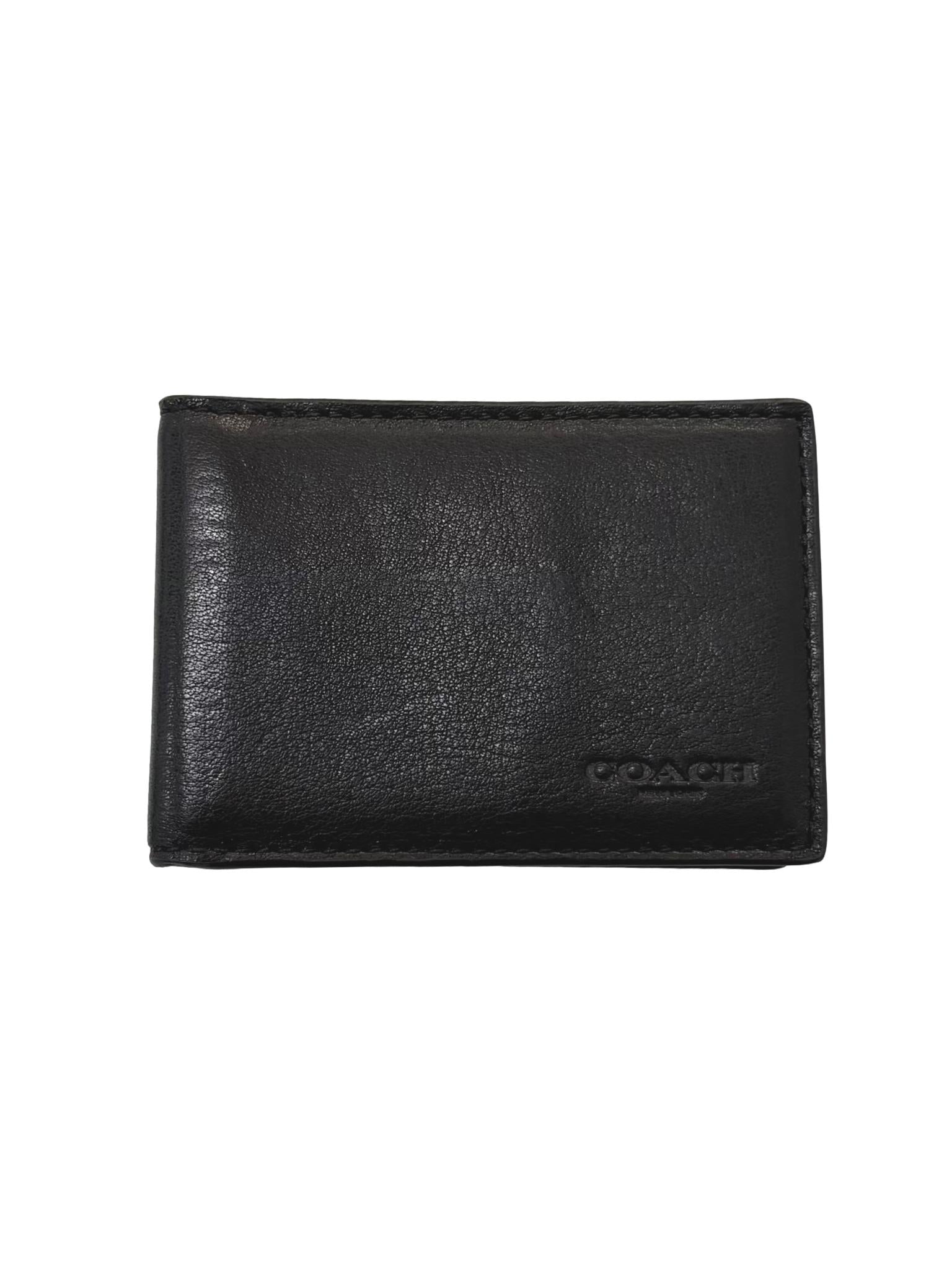 Black Leather ID Compact Wallet