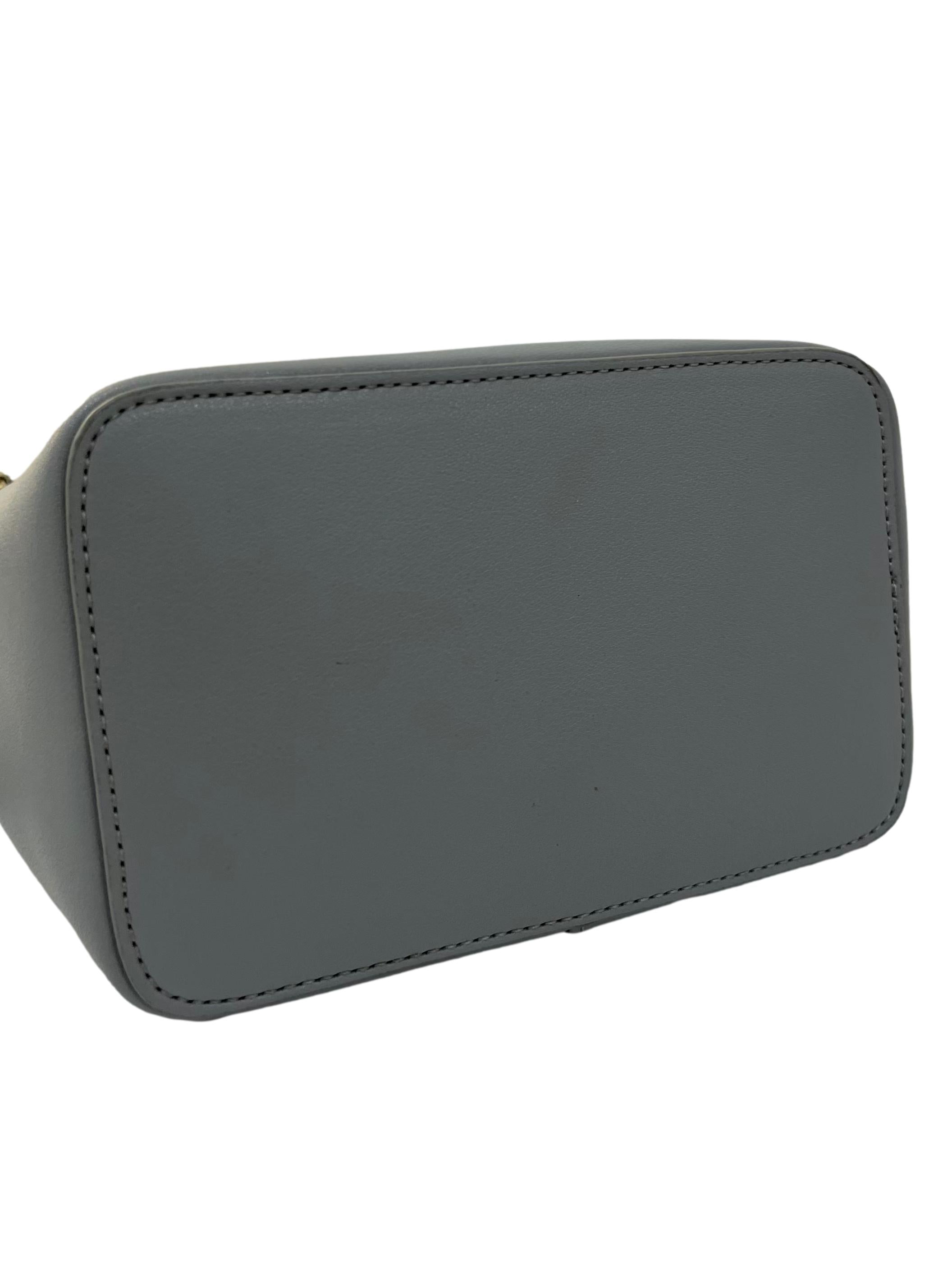 Blue Bucket Bag With Crossbody Strap And Scarf Detail