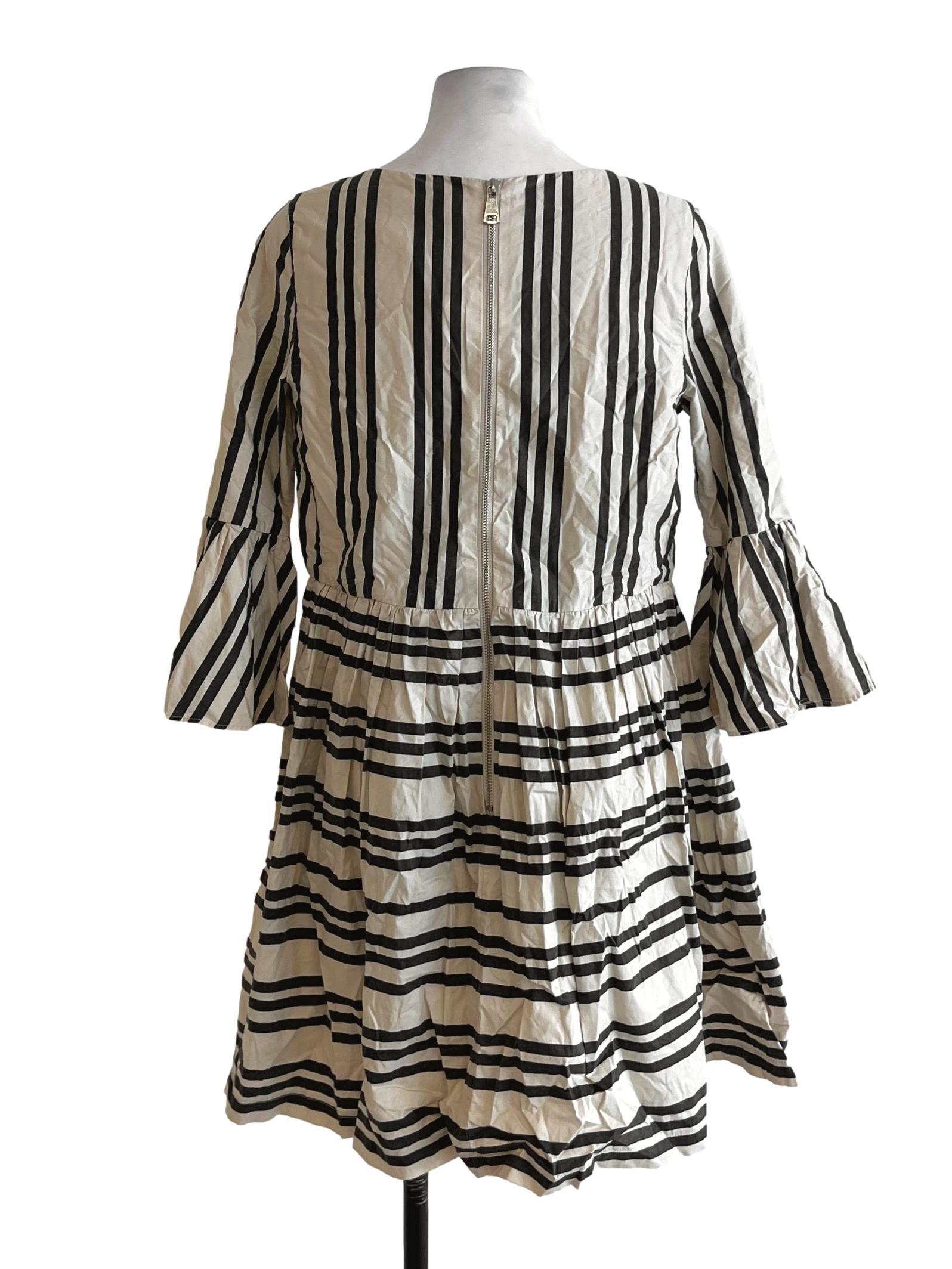 Beige Bengal Stripe Empire Dress