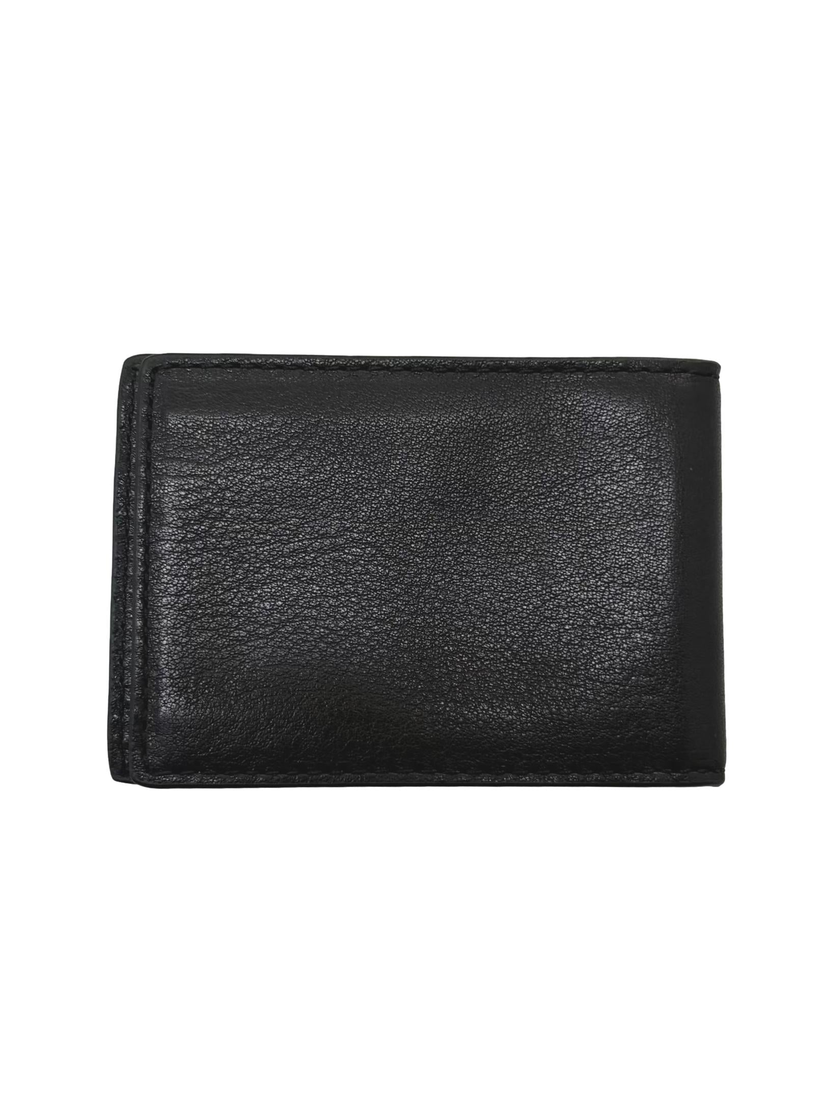 Black Leather ID Compact Wallet