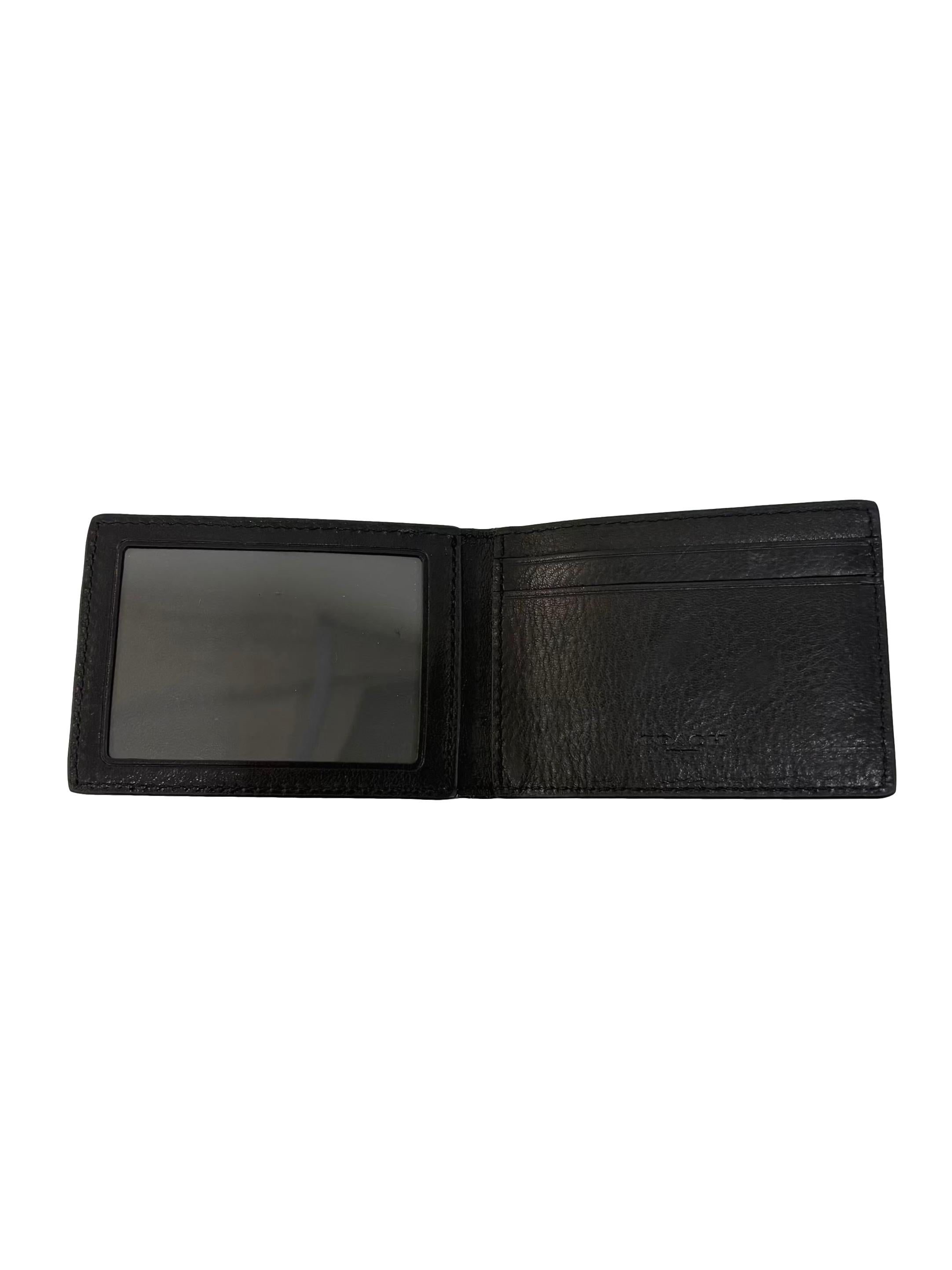 Black Leather ID Compact Wallet
